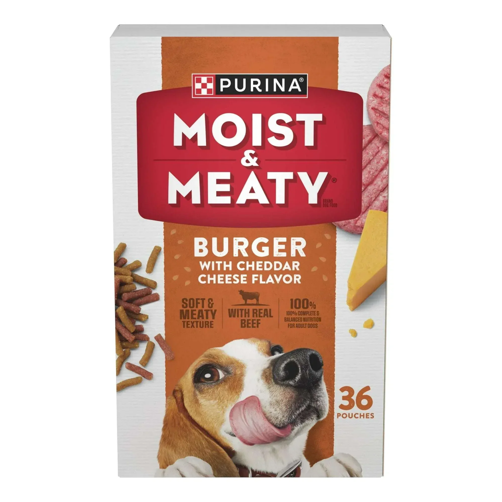 Purina Moist & Meaty Dry Dog Food, Soft Beef Burger with Cheddar Cheese, 6 oz Per Pouch - Image 10