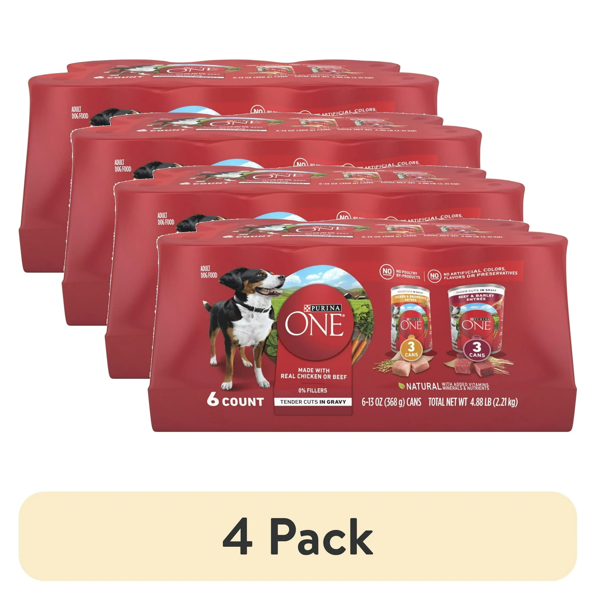 Purina ONE Tender Cuts in Gravy Chicken and Brown Rice, and Beef and Barley Entrees Wet Dog Food Variety Pack, 13 oz Cans () - Image 11