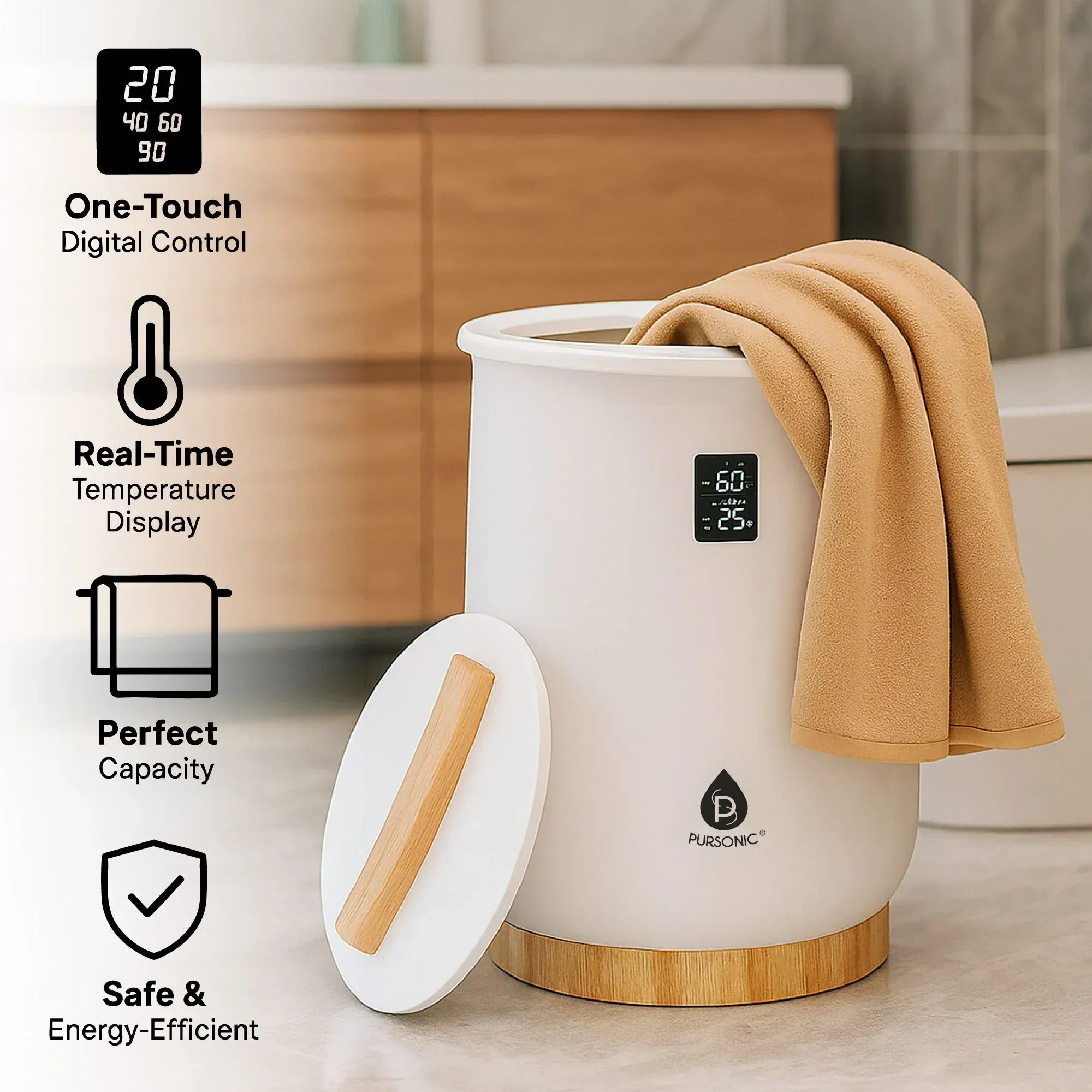 Pursonic Luxury Towel Warmer with Digital Touch Screen - Image 5
