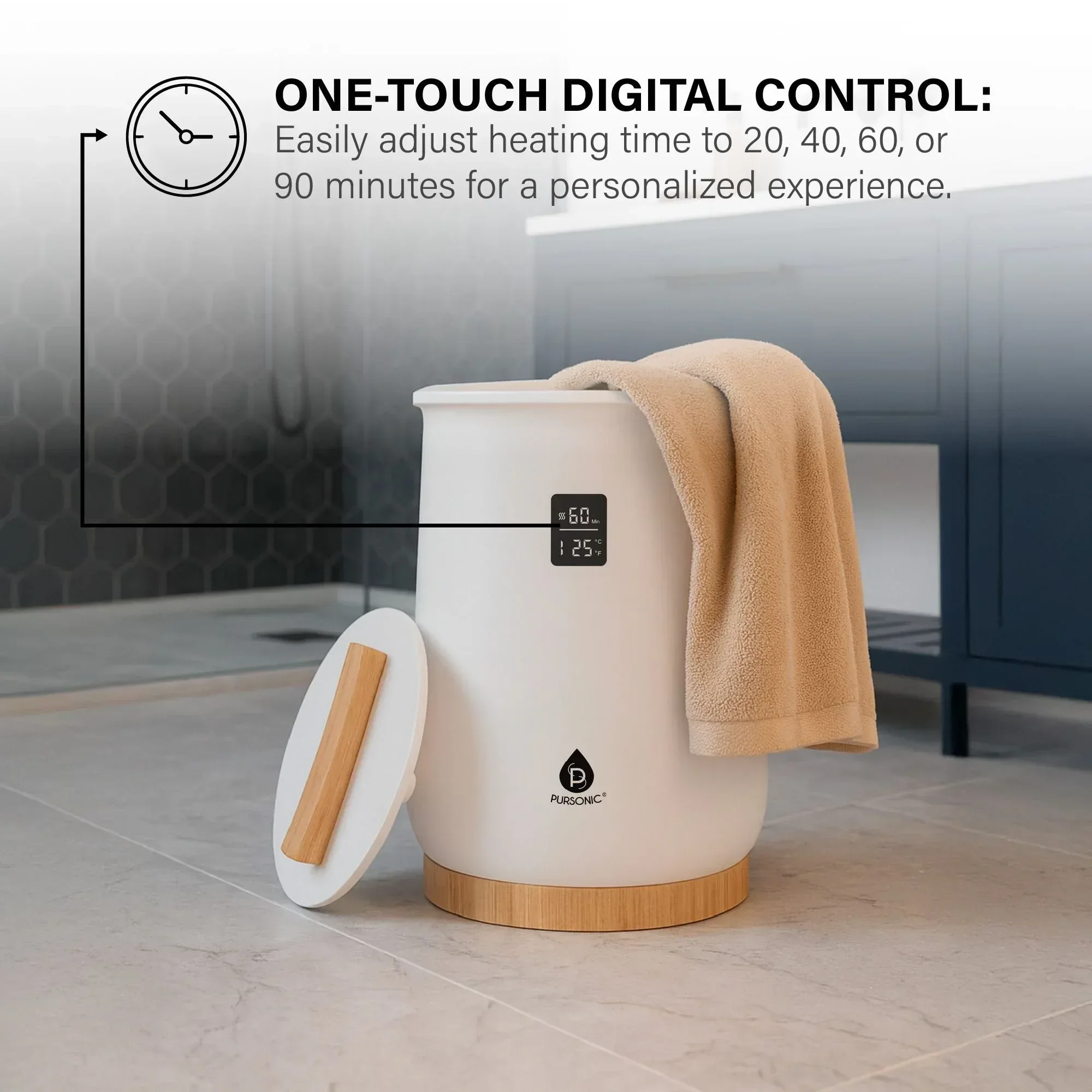 Pursonic Luxury Towel Warmer with Digital Touch Screen - Image 6