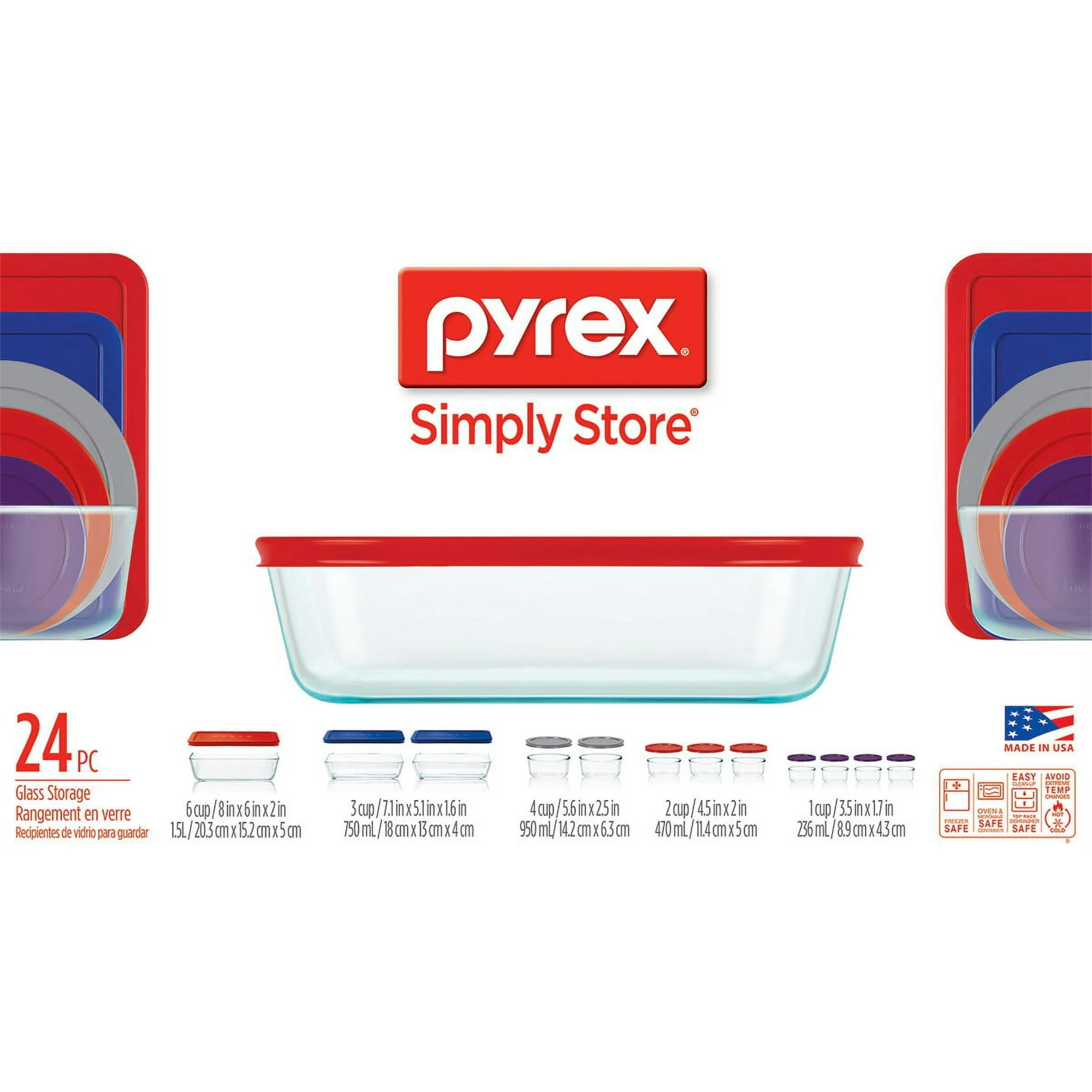 Pyrex Simply Store Glass Bakeware Set, 24 Piece - Image 3