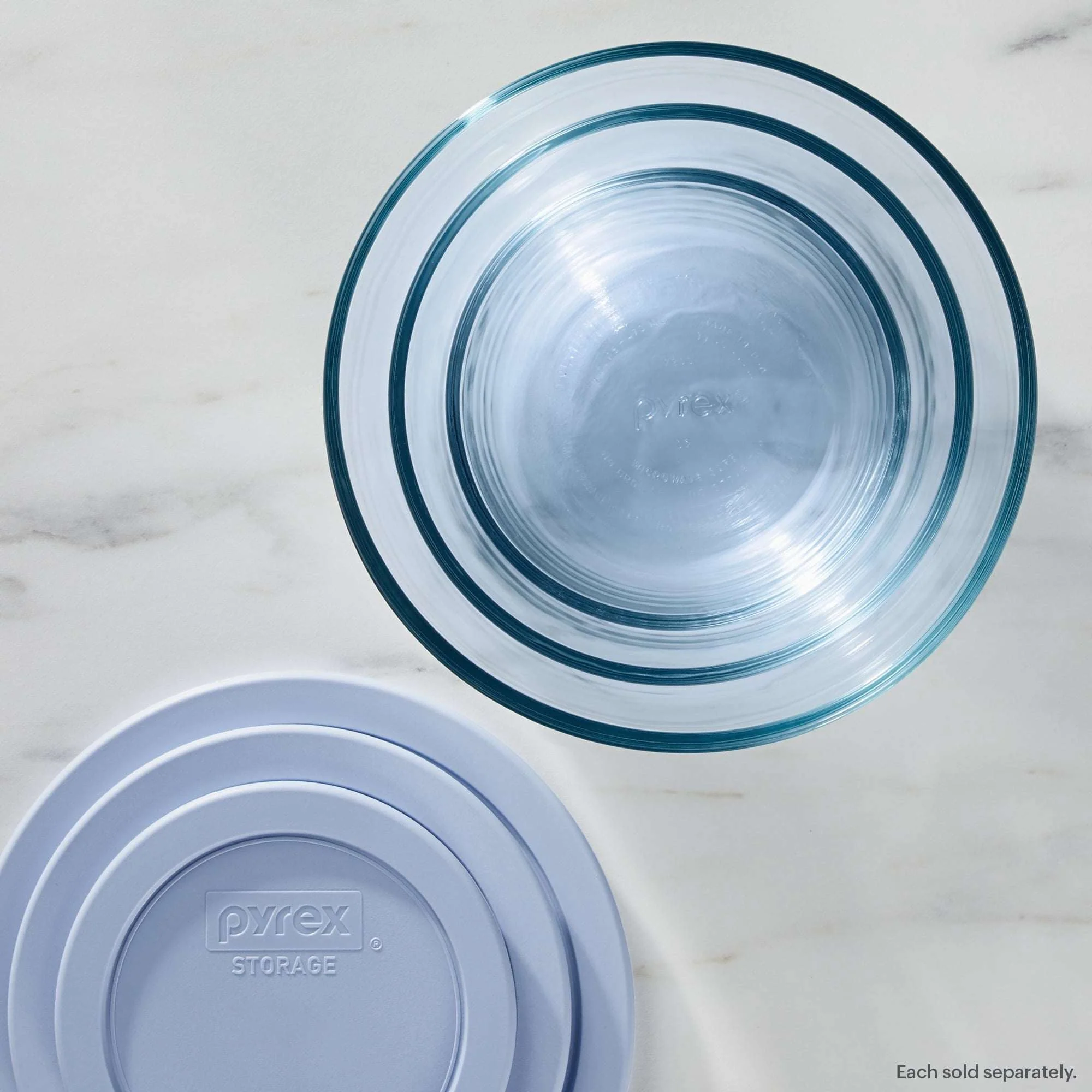 Pyrex Simply Store Tinted 4-piece Round Storage Set with Plastic Lids, Blue - Image 3