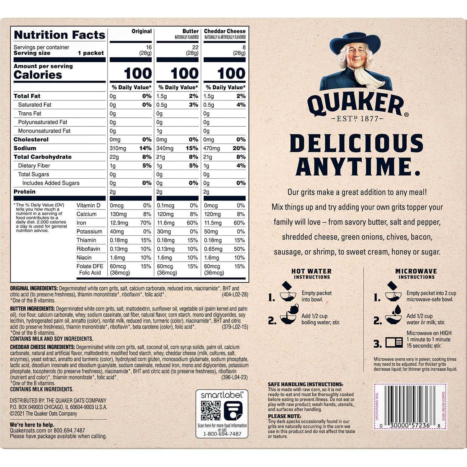 Quaker Instant Grits, Variety Pack 45.4 oz., 46 pk. - Image 4
