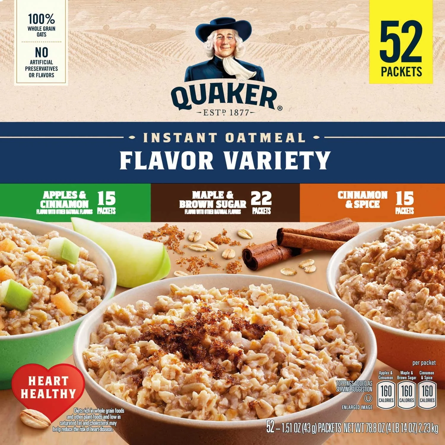 Quaker Instant Oatmeal, Variety Pack, 1.51 oz, 52-count - Image 3