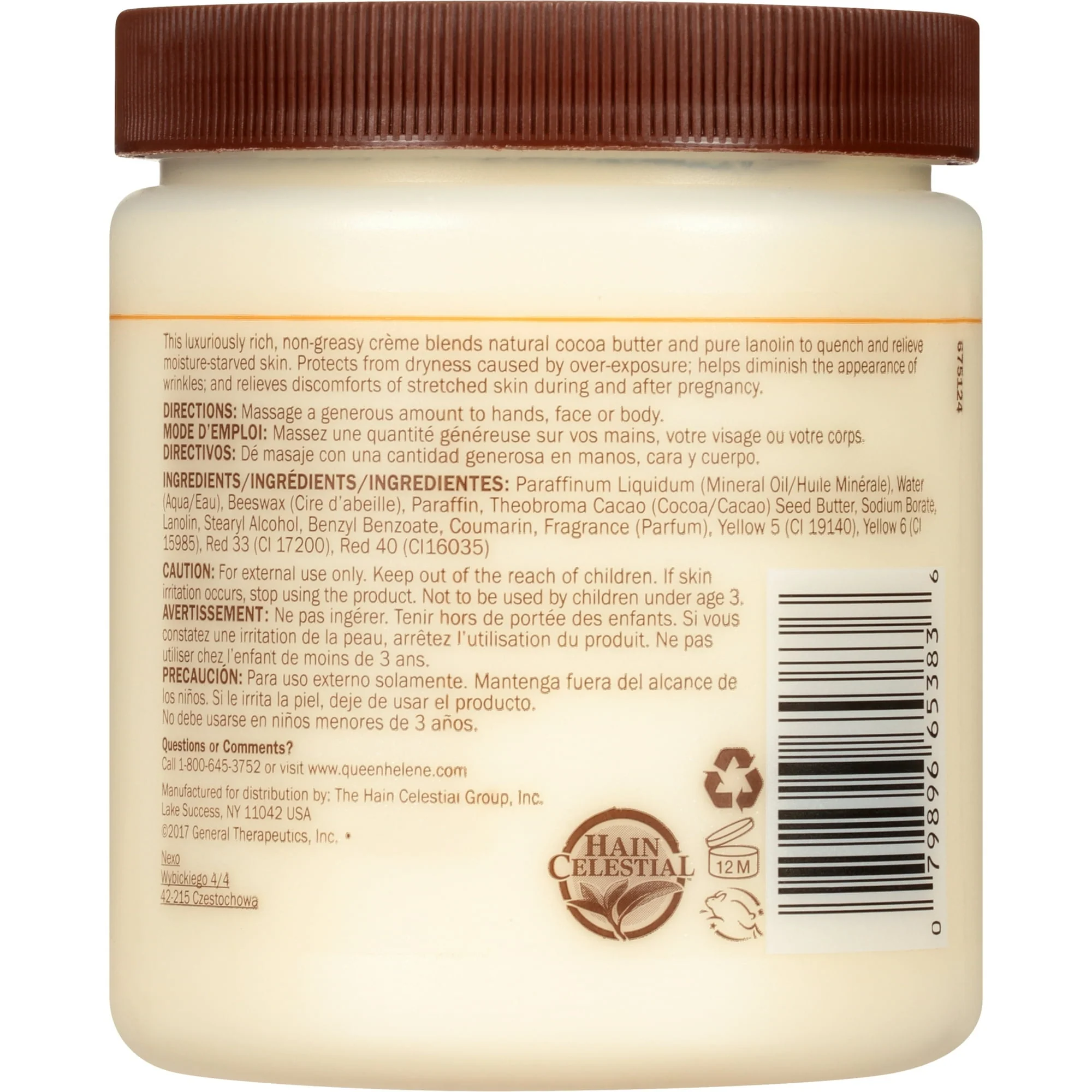 Queen Helene Cocoa Butter Crème Face & Body Lotion for Dry Skin, 15 oz - Image 2