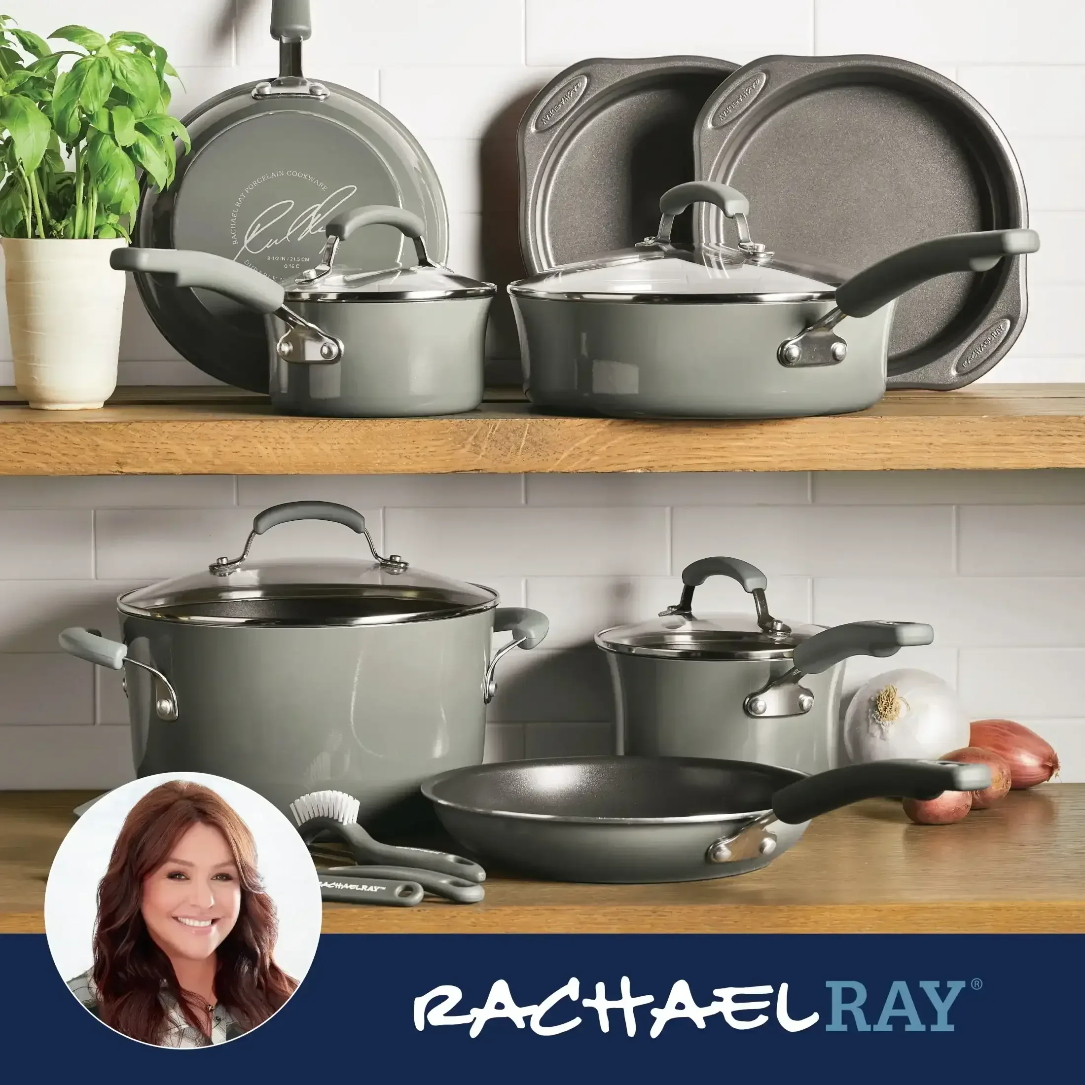 Rachael Ray 15 Piece Hard Enamel Nonstick Pots and Pans Set - Image 2