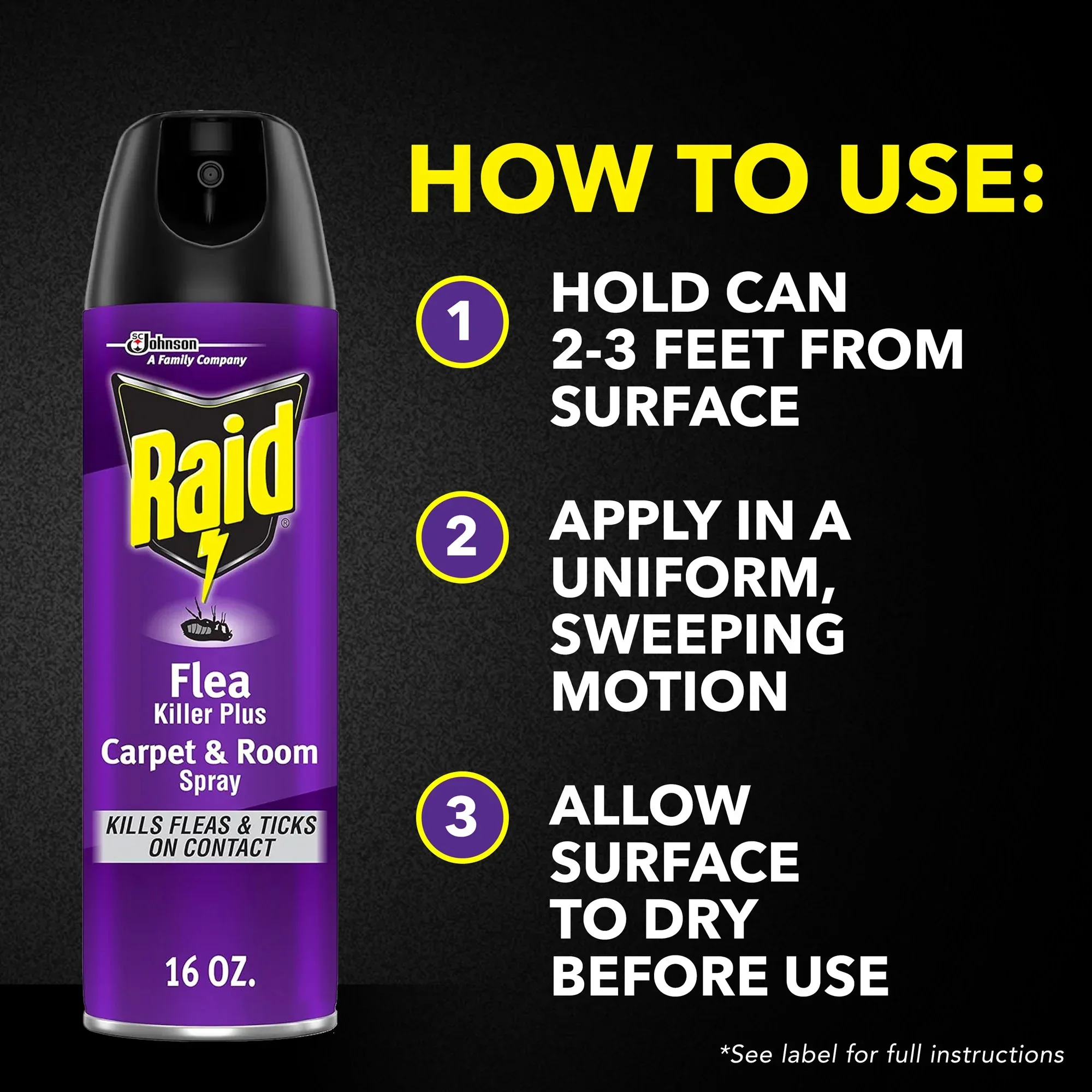 Raid Flea Killer Plus Carpet & Room Spray, Bug Spray Kills Fleas & Flea Eggs, 16 oz - Image 6