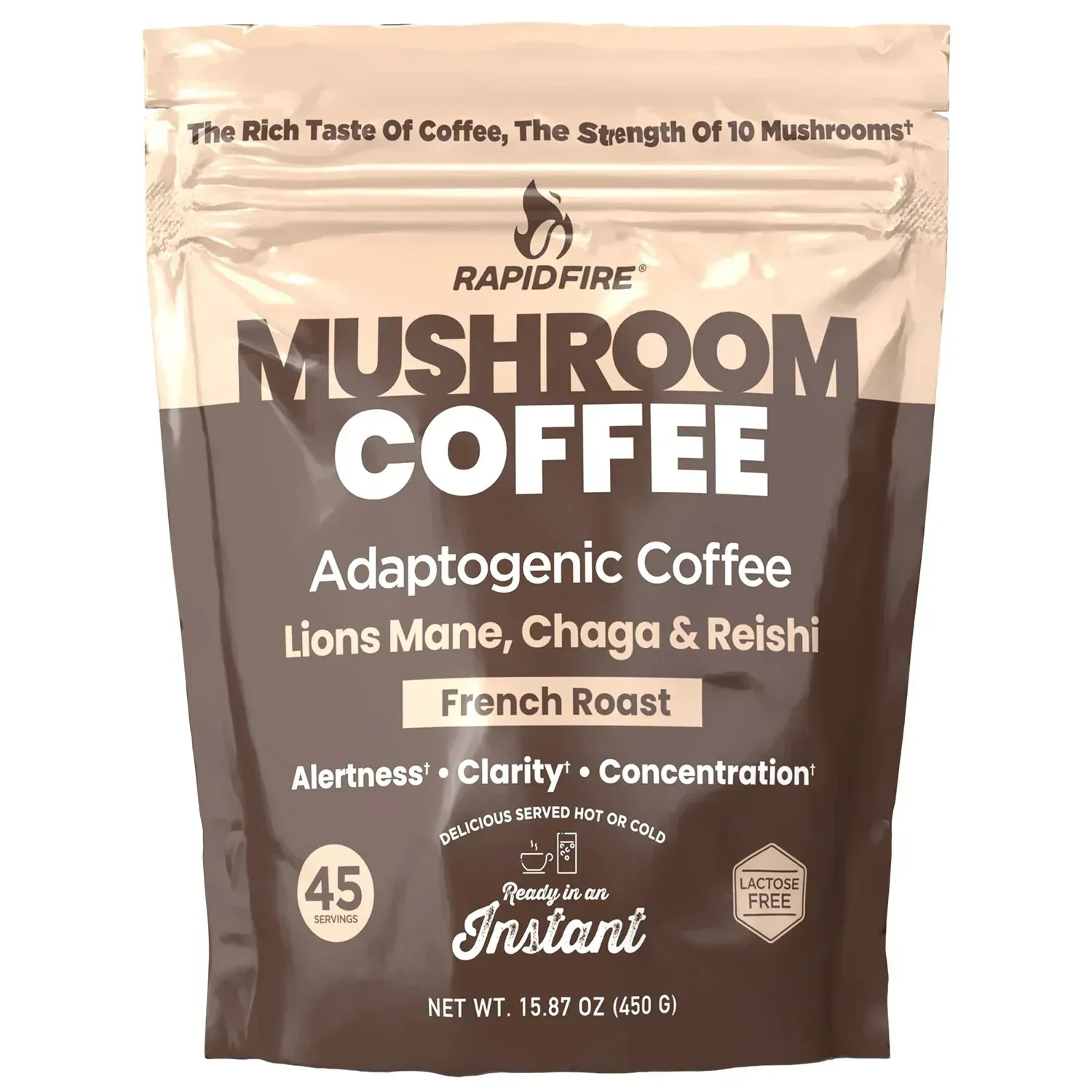 Rapid Fire Mushroom Instant Coffee, French Roast, 15.87 oz.