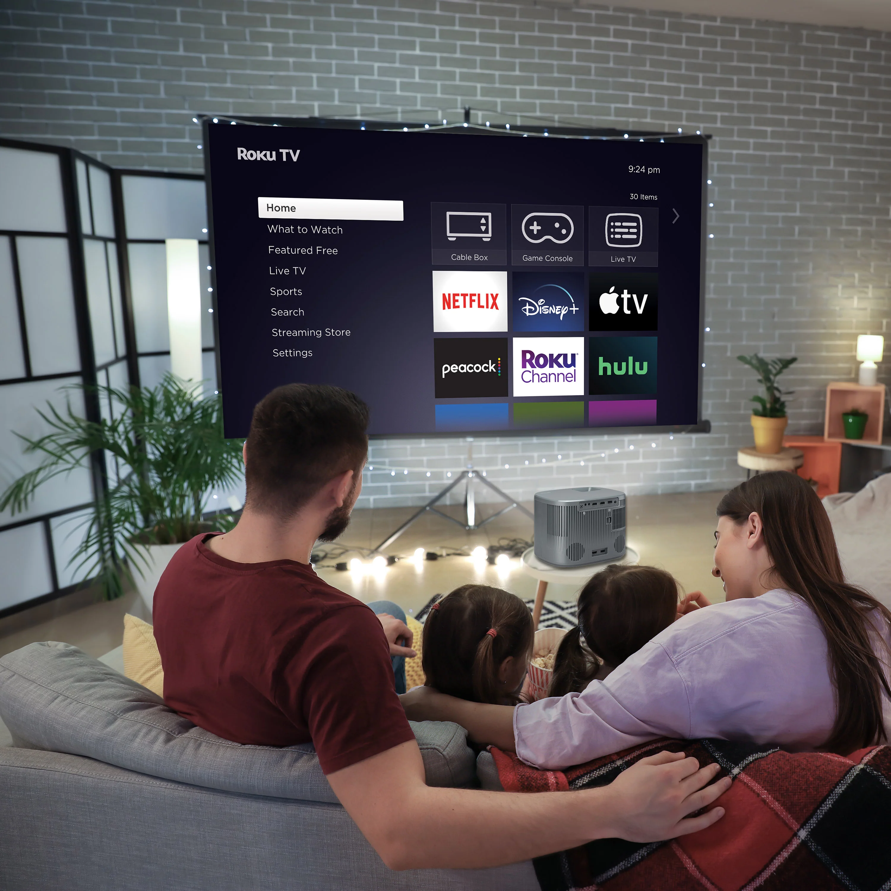 RCA 720P HD Roku Smart Home Theater Projector With Roku Express Streaming, 150 ANSI, RPJ185, Black - Image 3