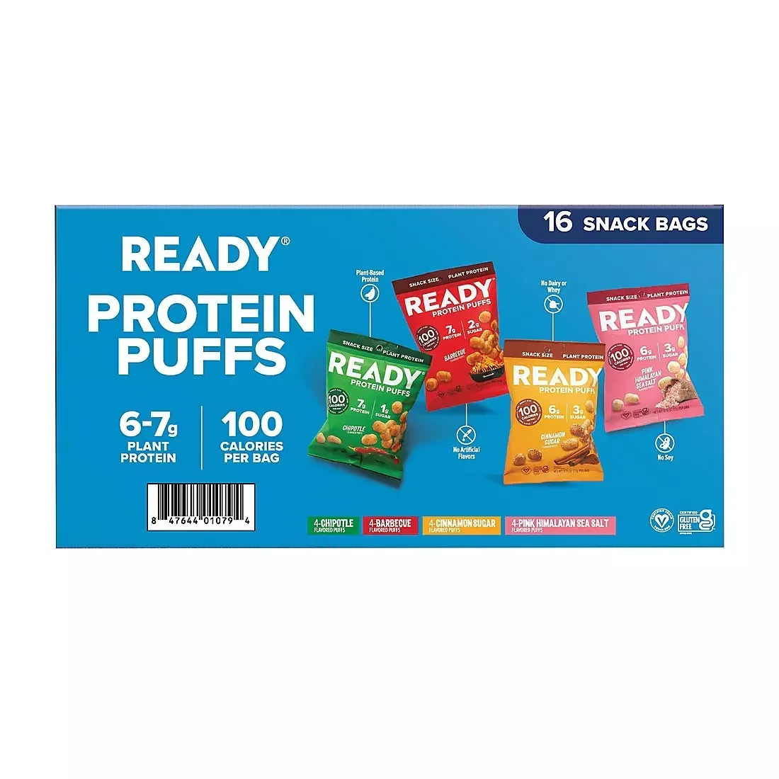 Ready Protein Puffs, Variety Pack, 6-7g Protein, 100 Calorie Snack Bags, 16 ct. - Image 2