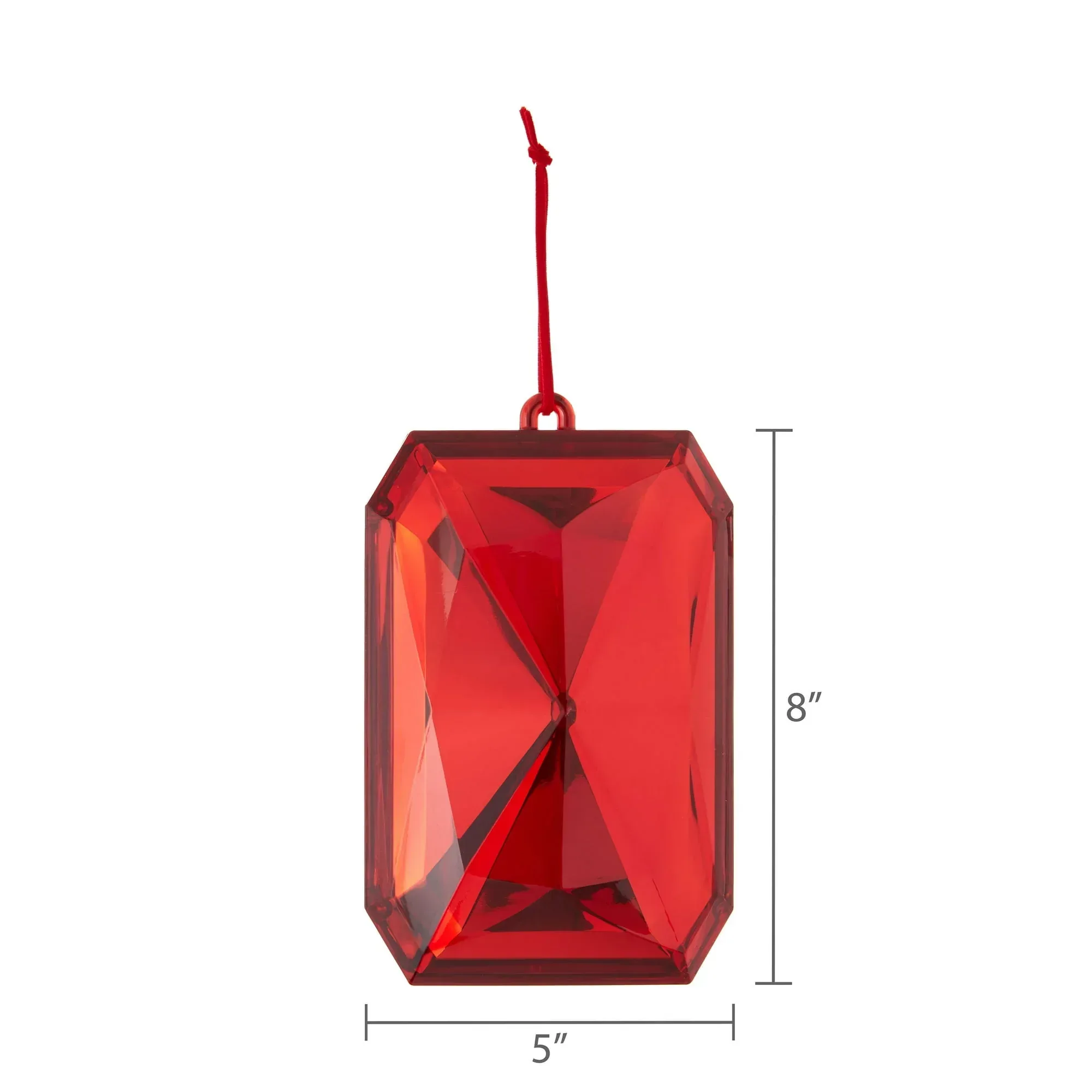 Red Jumbo Gem Christmas Ornament, 8", by Holiday Time - Image 2