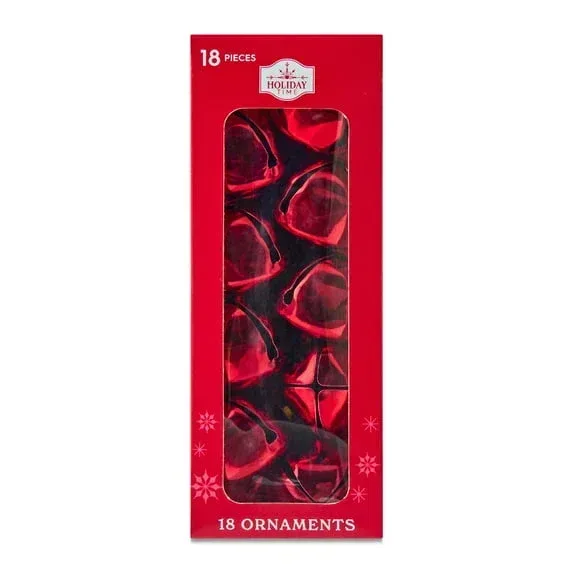 Red Shiny Metal Bell Christmas Ornaments, 1", 18 Count, by Holiday Time