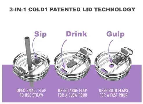 Reduce Slim Cold1 Tumbler with Straw, Lid & Handle - Insulated Stainless Steel with 3-Way Lid - 40oz - Image 3
