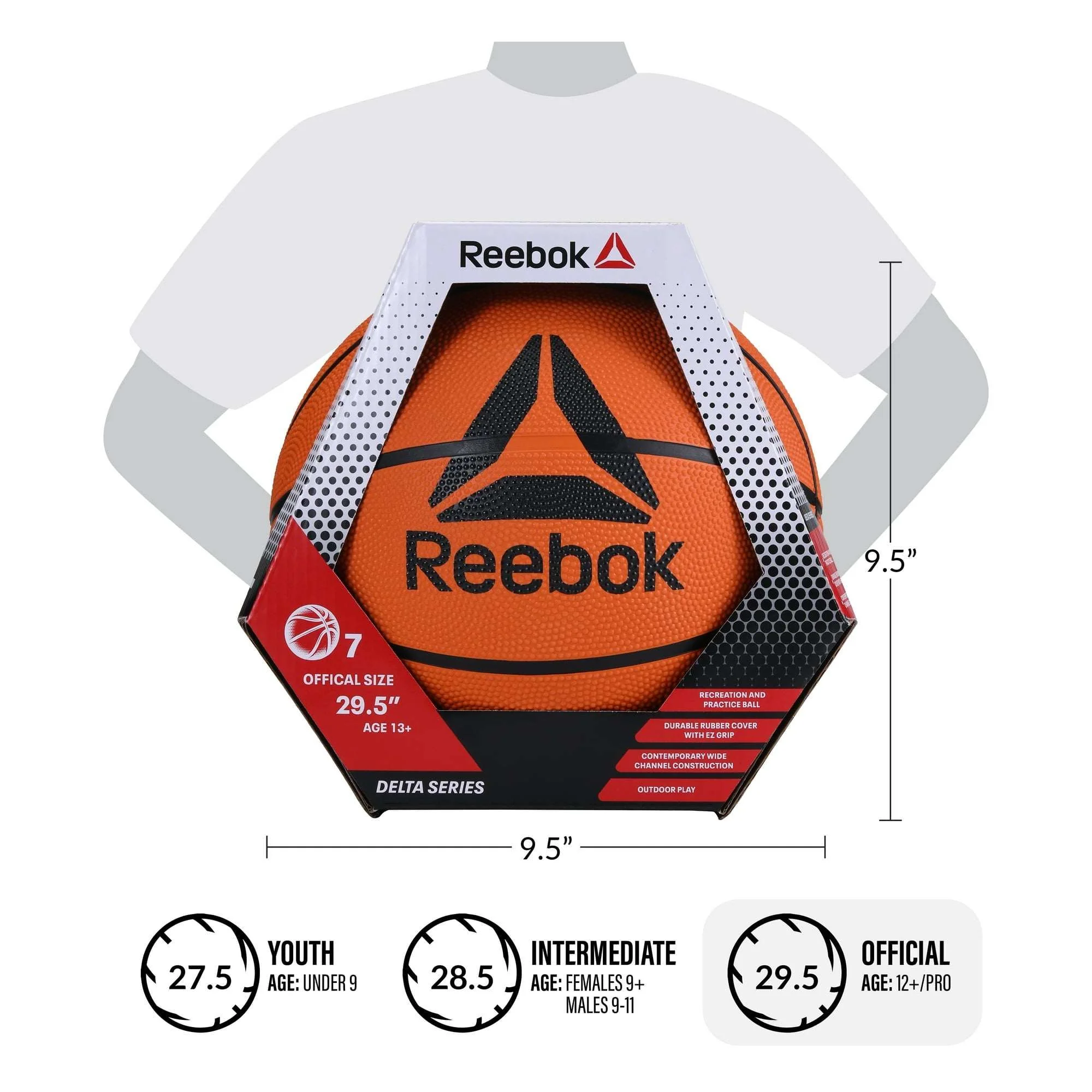Reebok Delta Outdoor Rubber Basketball, Offical Game Size 7 (29.5 in) - Image 2