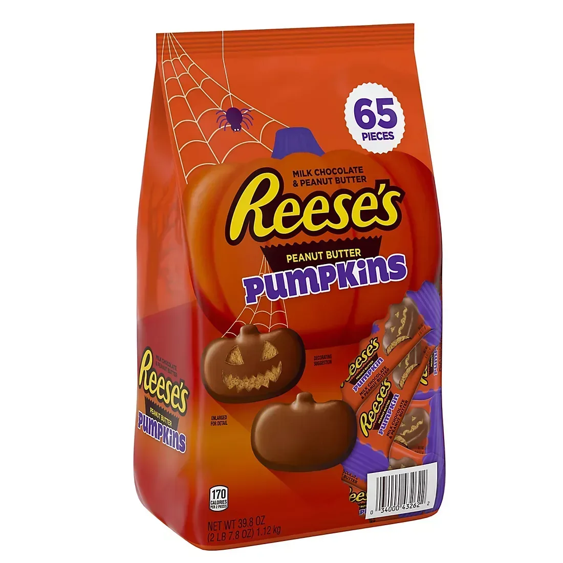 Reese's Milk Chocolate Peanut Butter Pumpkins Candy, Halloween, Bulk Bag, 65 Pc./39.8 oz. - Image 2