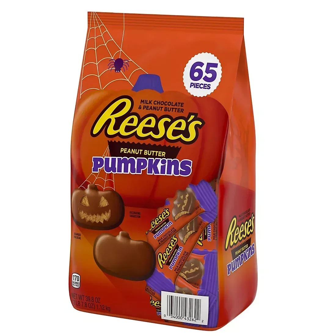 Reese's Milk Chocolate Peanut Butter Pumpkins Candy, Halloween, Bulk Bag, 65 Pc./39.8 oz. - Image 3