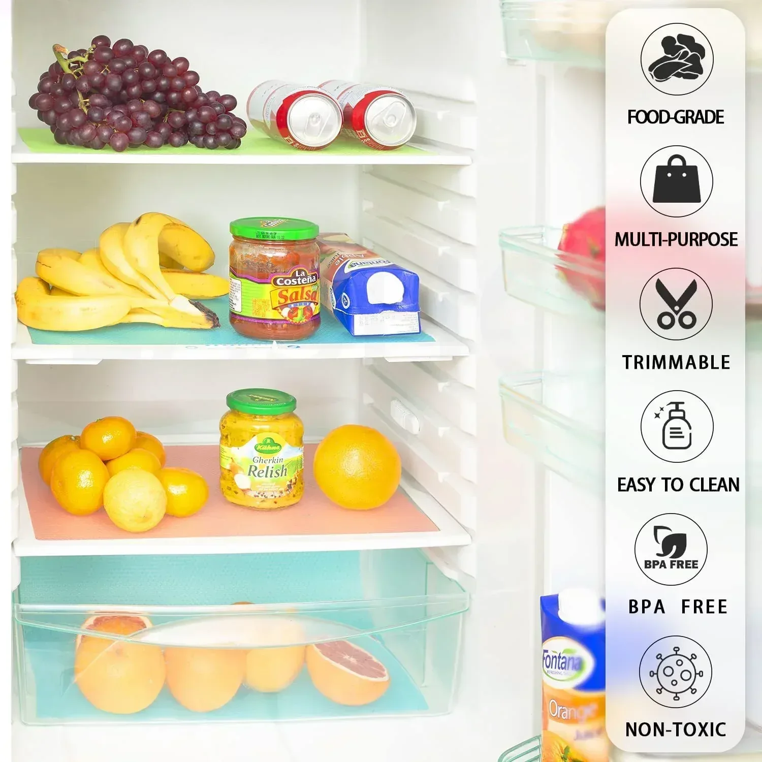 Refrigerator Liners, Maynest Washable Mats Covers Pads, Home Kitchen Gadgets Accessories Organization for Top Freezer Glass Shelf Wire Shelving Cupboard Cabinet Drawers (3 Blue+3 Green+2 Red) - Image 3
