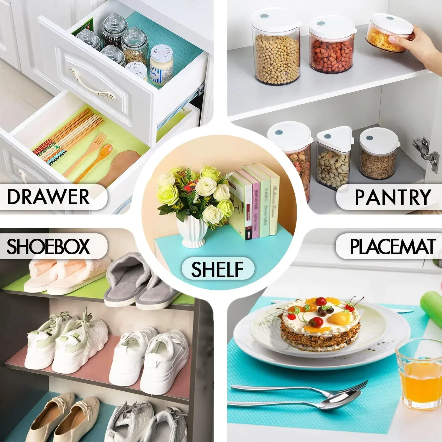 Refrigerator Liners, Maynest Washable Mats Covers Pads, Home Kitchen Gadgets Accessories Organization for Top Freezer Glass Shelf Wire Shelving Cupboard Cabinet Drawers (3 Blue+3 Green+2 Red) - Image 5