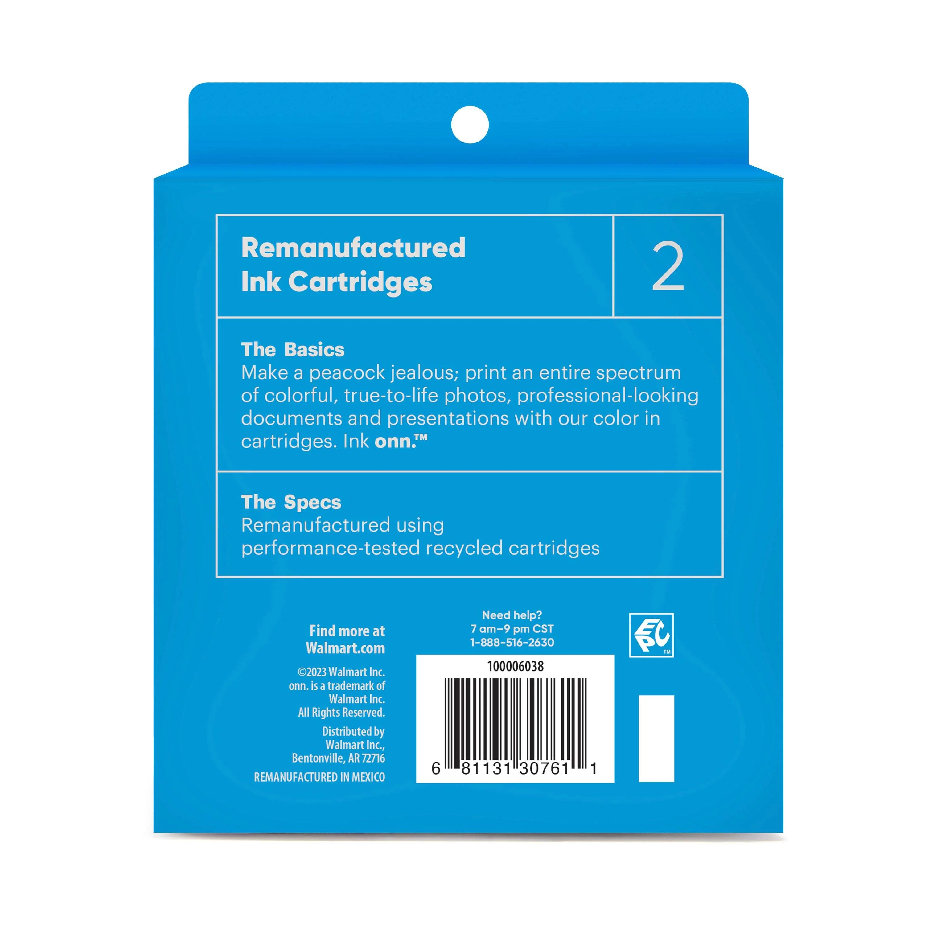 Remanufactured ONN HP 63 Black & Tri-Color Inkjet Cartridges 2-Pack - Image 2