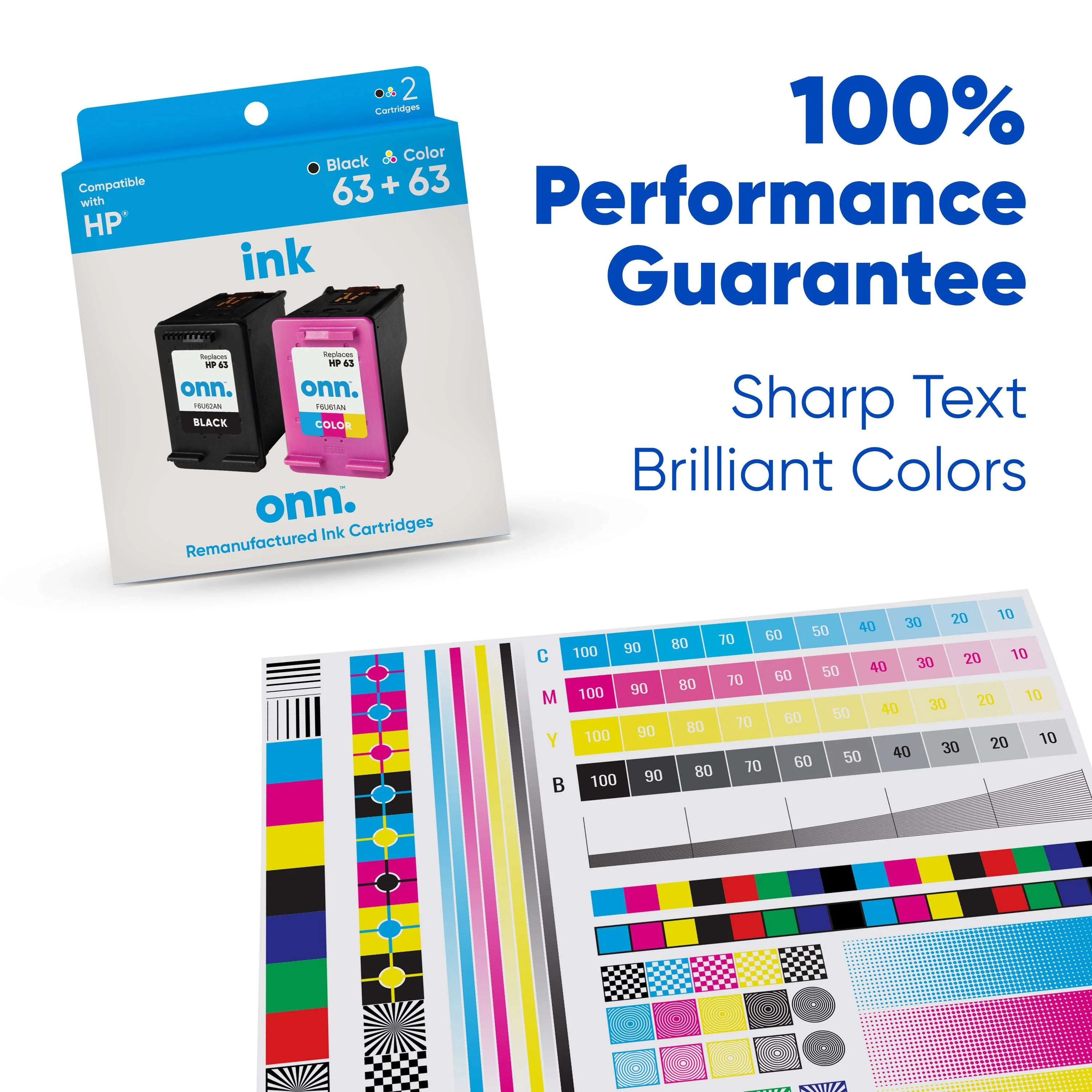 Remanufactured ONN HP 63 Black & Tri-Color Inkjet Cartridges 2-Pack - Image 6