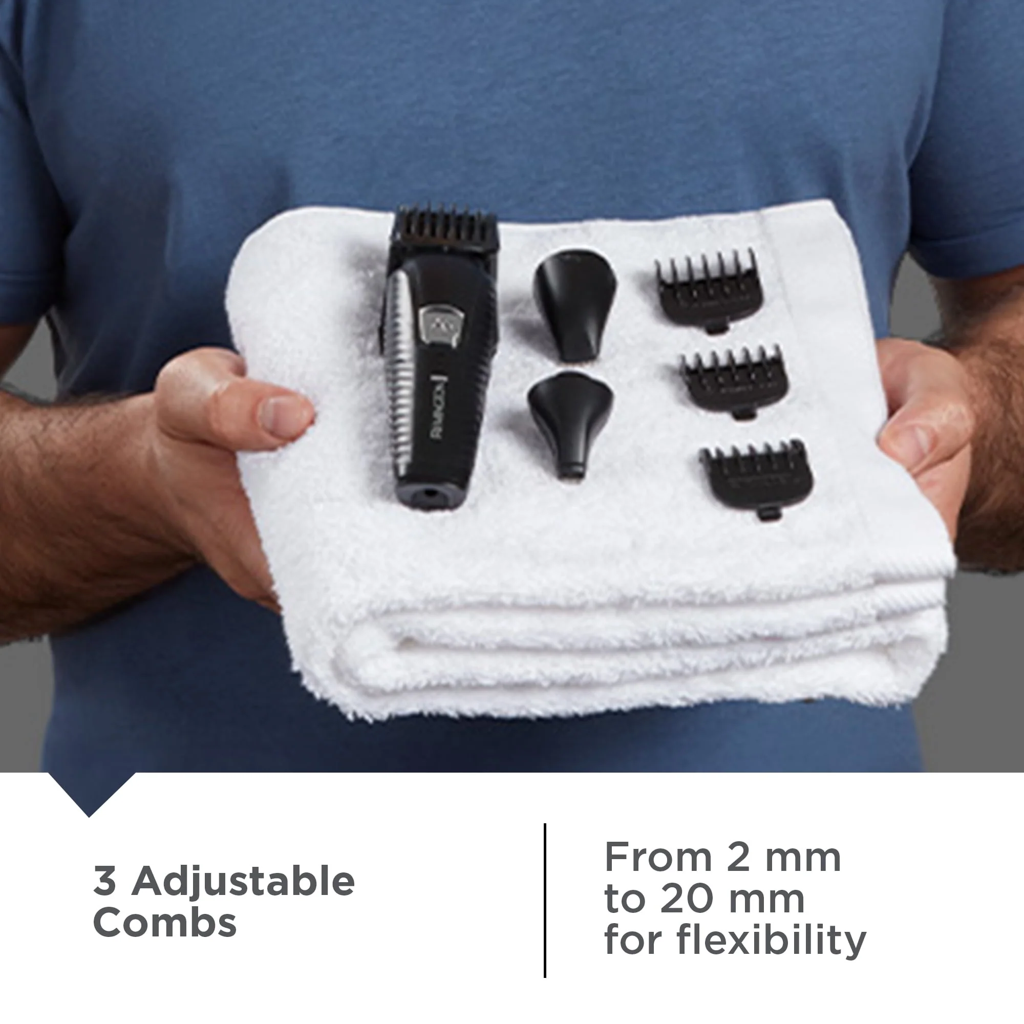 REMINGTON Graphite All-in-One Grooming Kit, Men's Head & Body Trimmer Kit with Combs, Black - Image 5