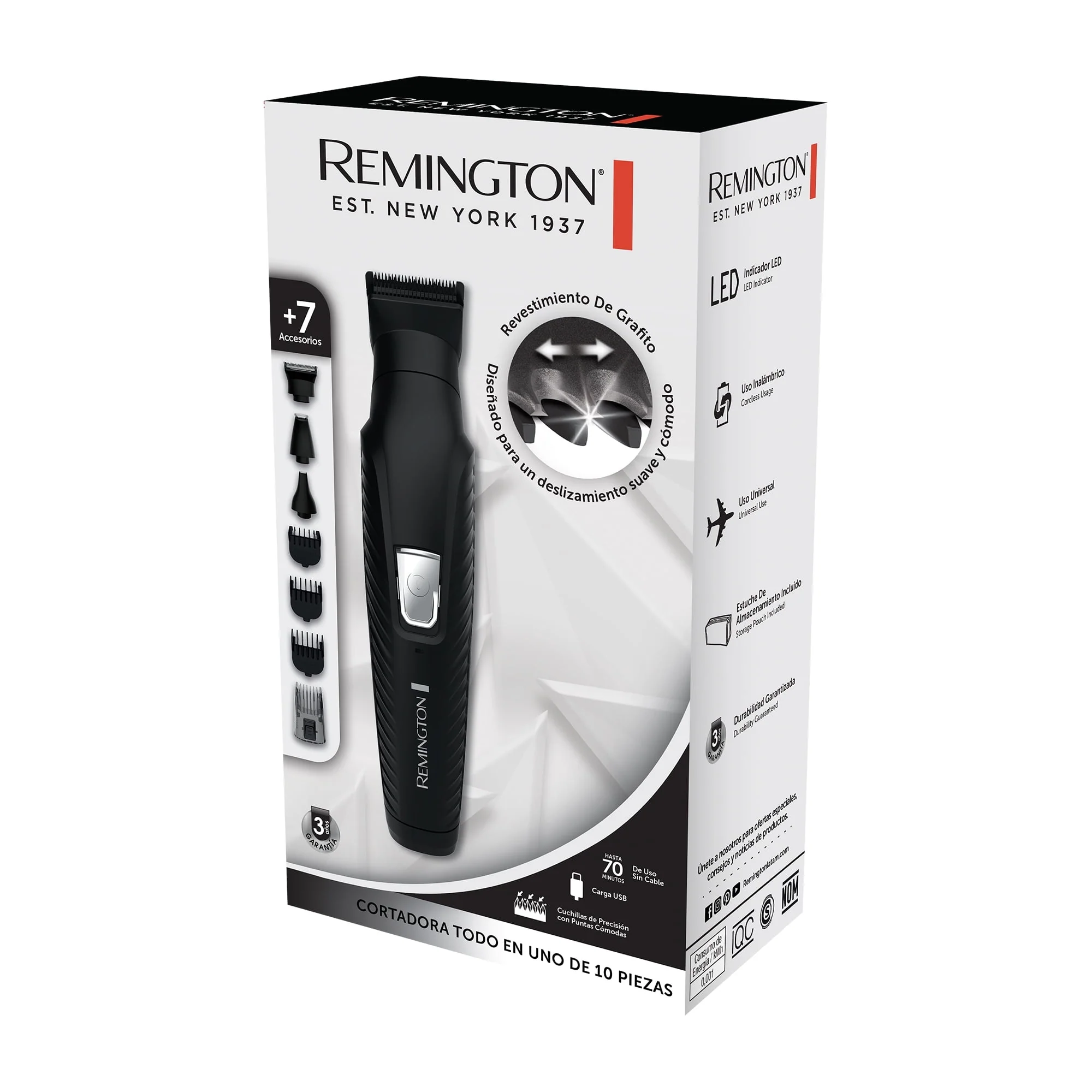 REMINGTON Graphite All-in-One Grooming Kit, Men's Head & Body Trimmer Kit with Combs, Black - Image 7