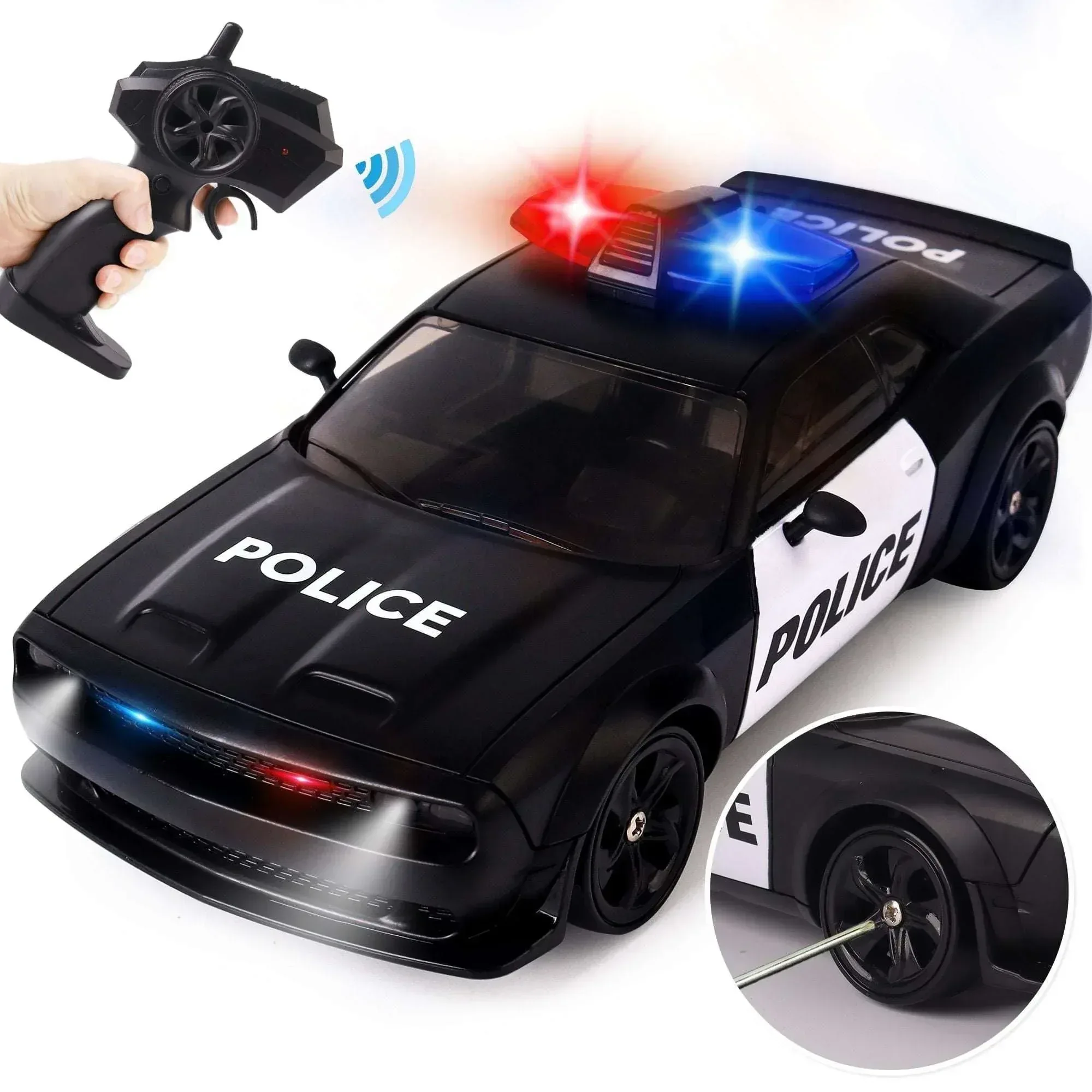 Remote Control Car, 1:20 Scale 15KM/H 4WD Drift Car with LED Lights & 2 Rechargeable Batteries, Racing Drift Car Toy for 3-8 Boys & Girls