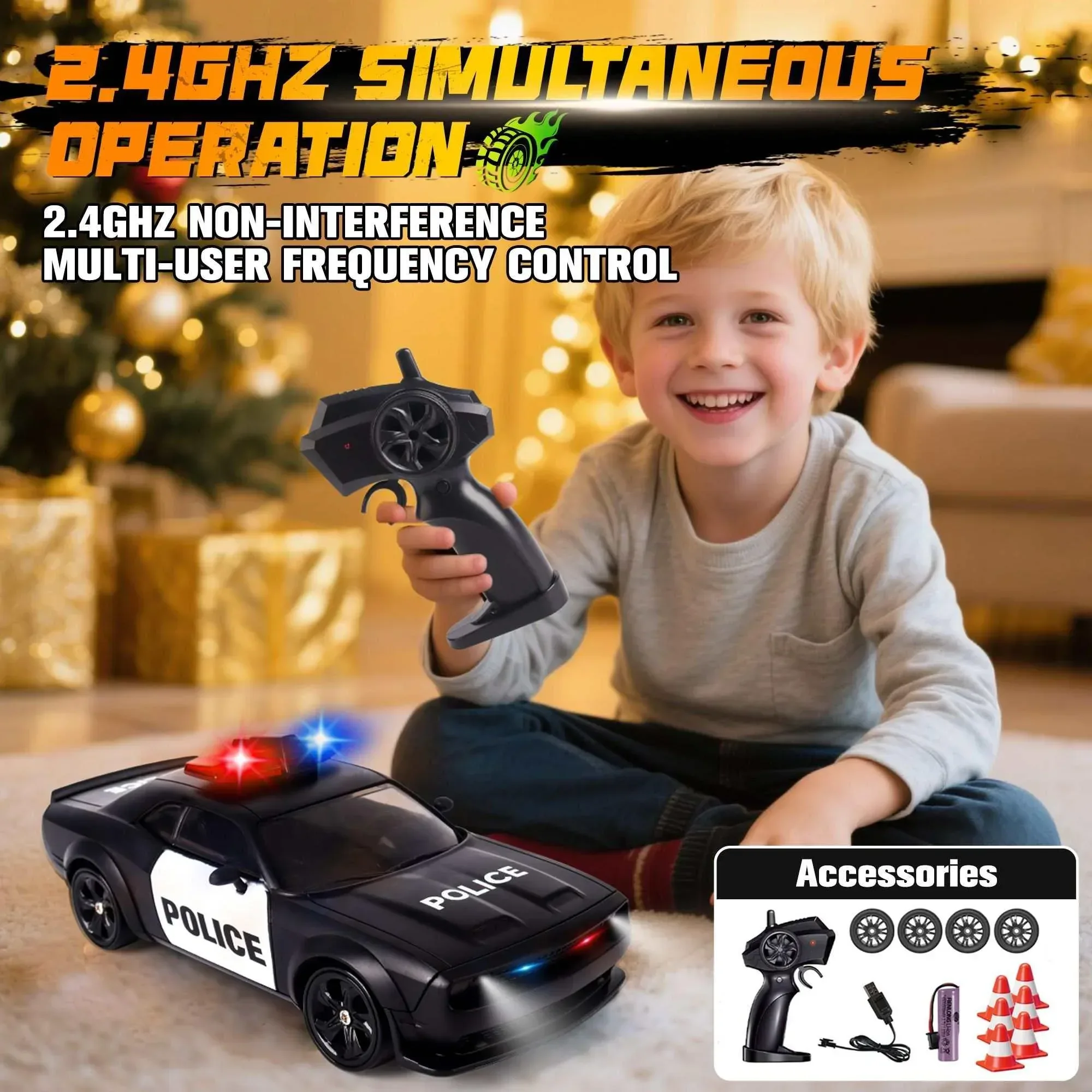 Remote Control Car, 1:20 Scale 15KM/H 4WD Drift Car with LED Lights & 2 Rechargeable Batteries, Racing Drift Car Toy for 3-8 Boys & Girls - Image 7