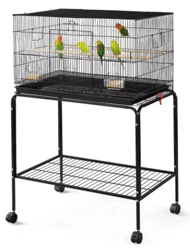 Renwick 47'' H Flight Cage with Rolling Stand, Black