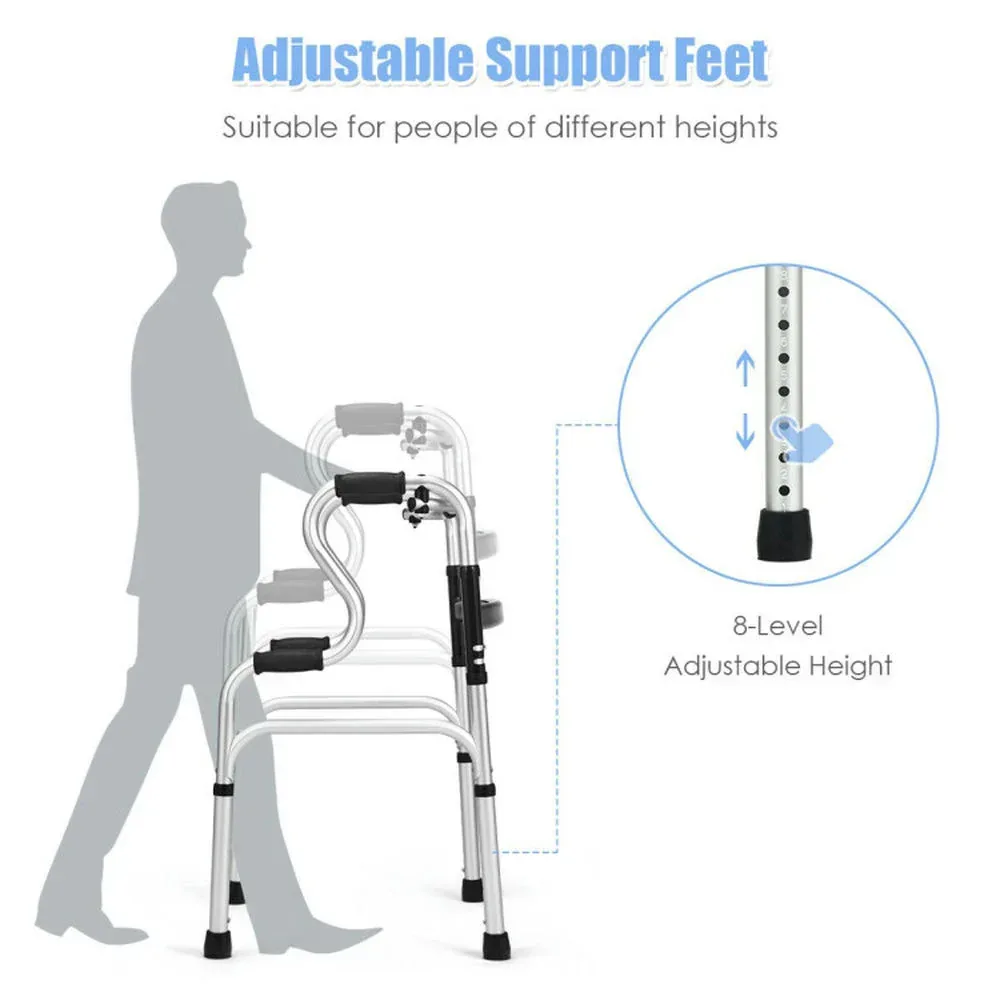Resenkos Medical Mobility Walker,One-Button Folding Aluminum Walking Frame Walker - Image 10