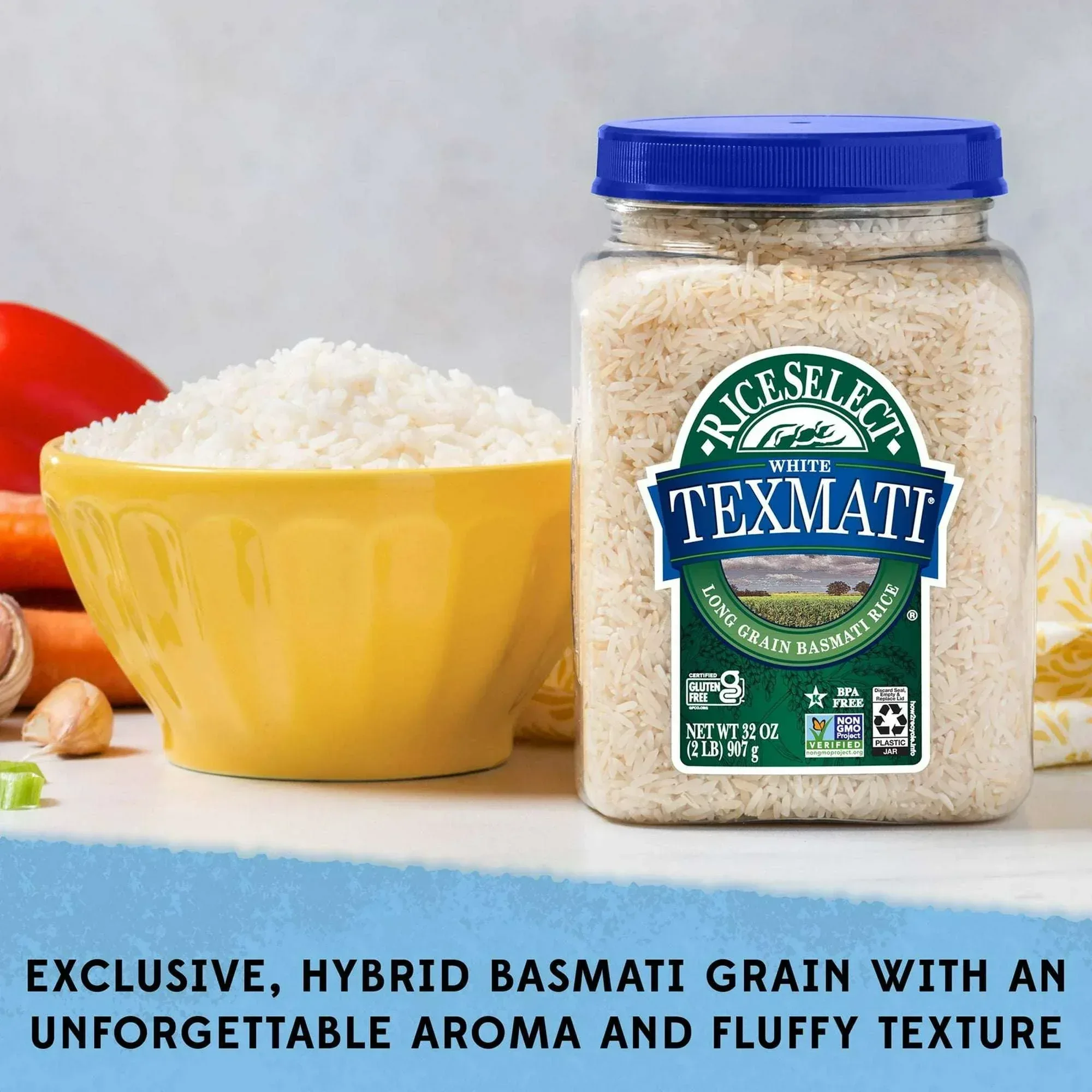 RiceSelect Texmati White Rice, American-Style Basmati Rice, Gluten-Free, Non-GMO, 2 lb Jar - Image 2