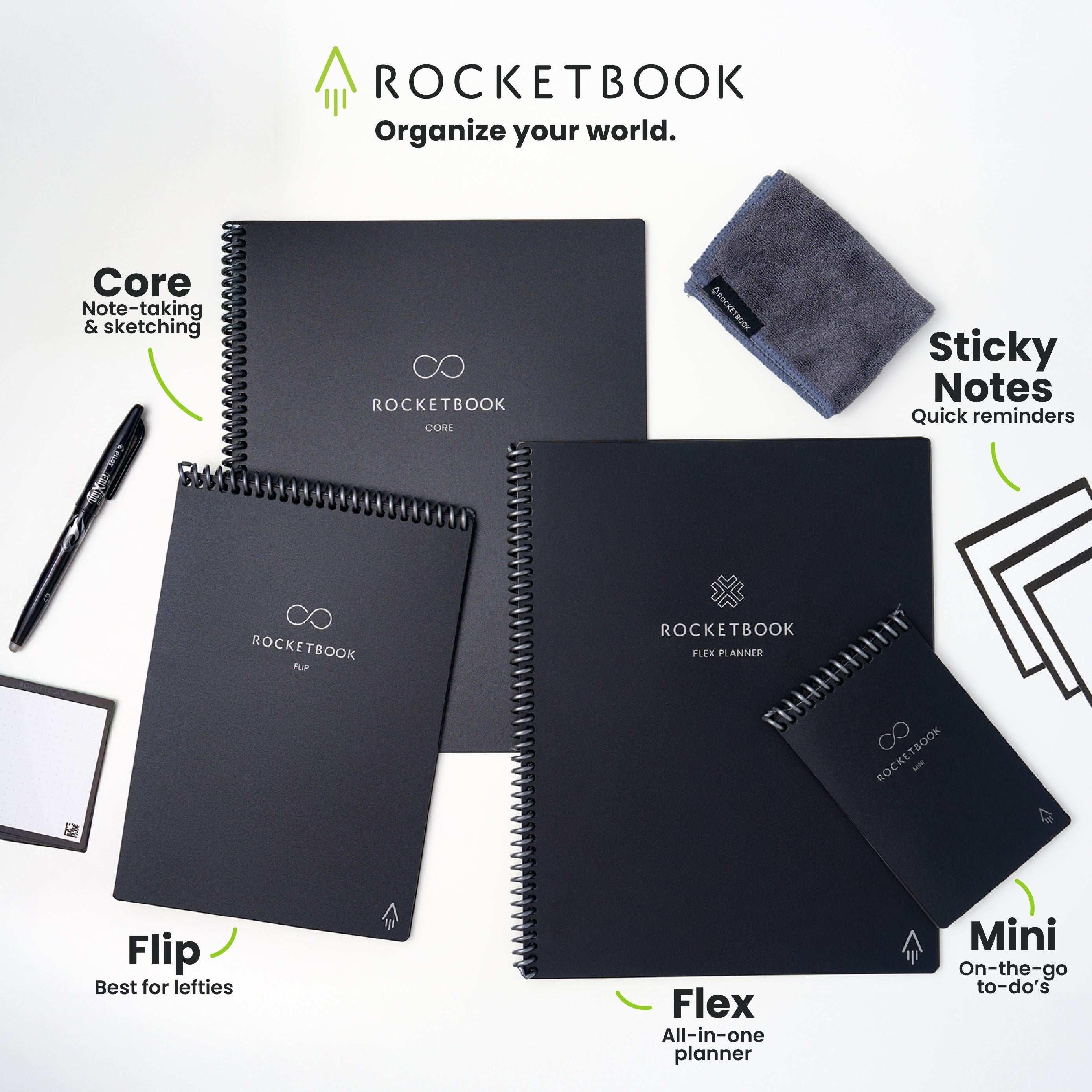 Rocketbook Smart Reusable Core Notebook - Dotted, Executive Size, Black - Image 3