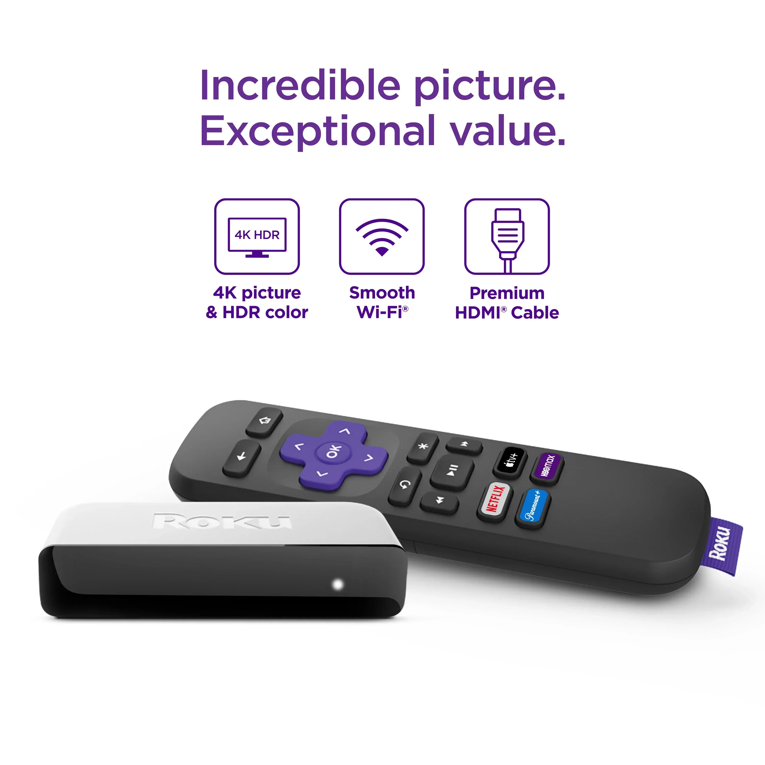 Roku Premiere | 4K/HDR Streaming Media Player Wi-Fi® Enabled with Premium High Speed HDMI® Cable and Standard Remote - Image 2
