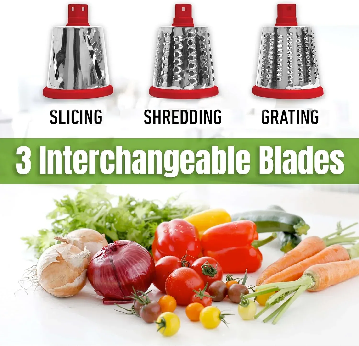 Rotary Cheese Grater with Handle, Cheese Grater Hand Crank Red - Image 5