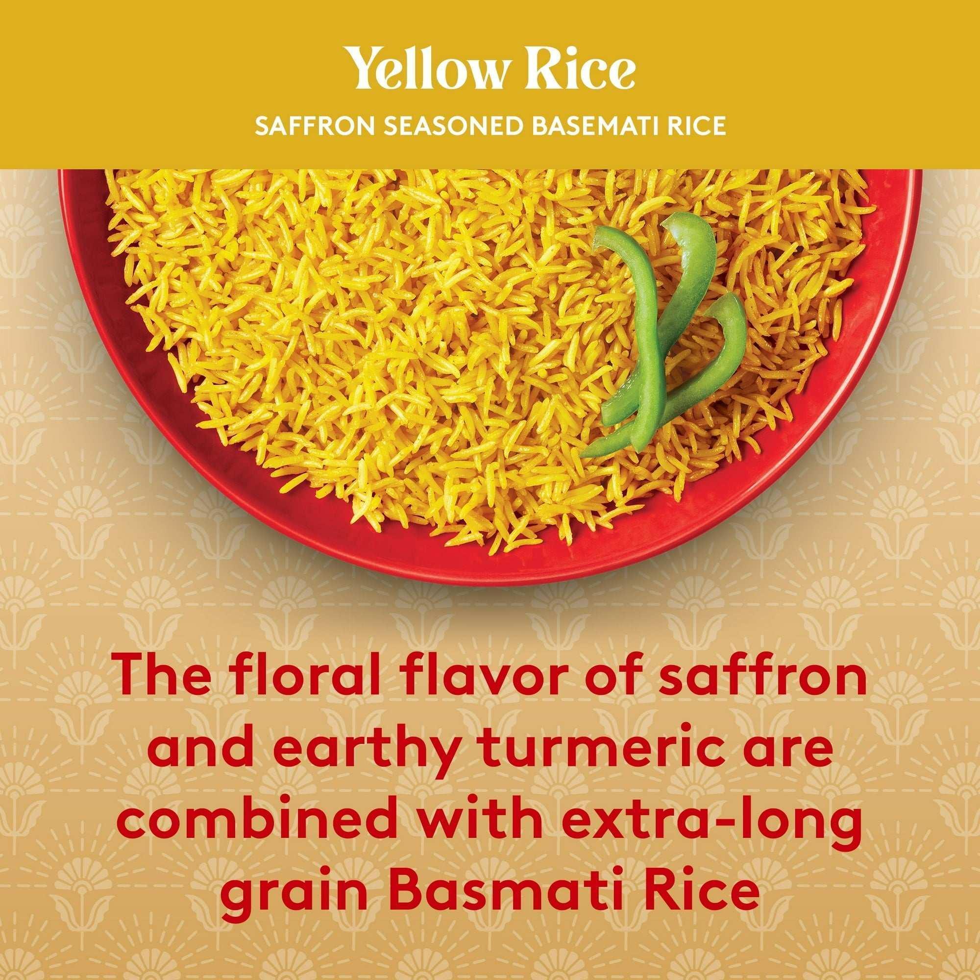Royal Yellow Saffron Basmati Rice - Ready to Heat Basmati Rice - 8.5 oz Microwaveable Pouch - Image 3