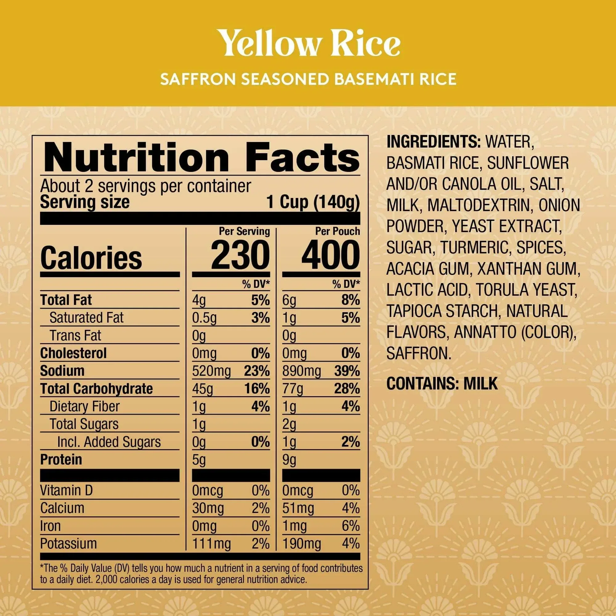 Royal Yellow Saffron Basmati Rice - Ready to Heat Basmati Rice - 8.5 oz Microwaveable Pouch - Image 6