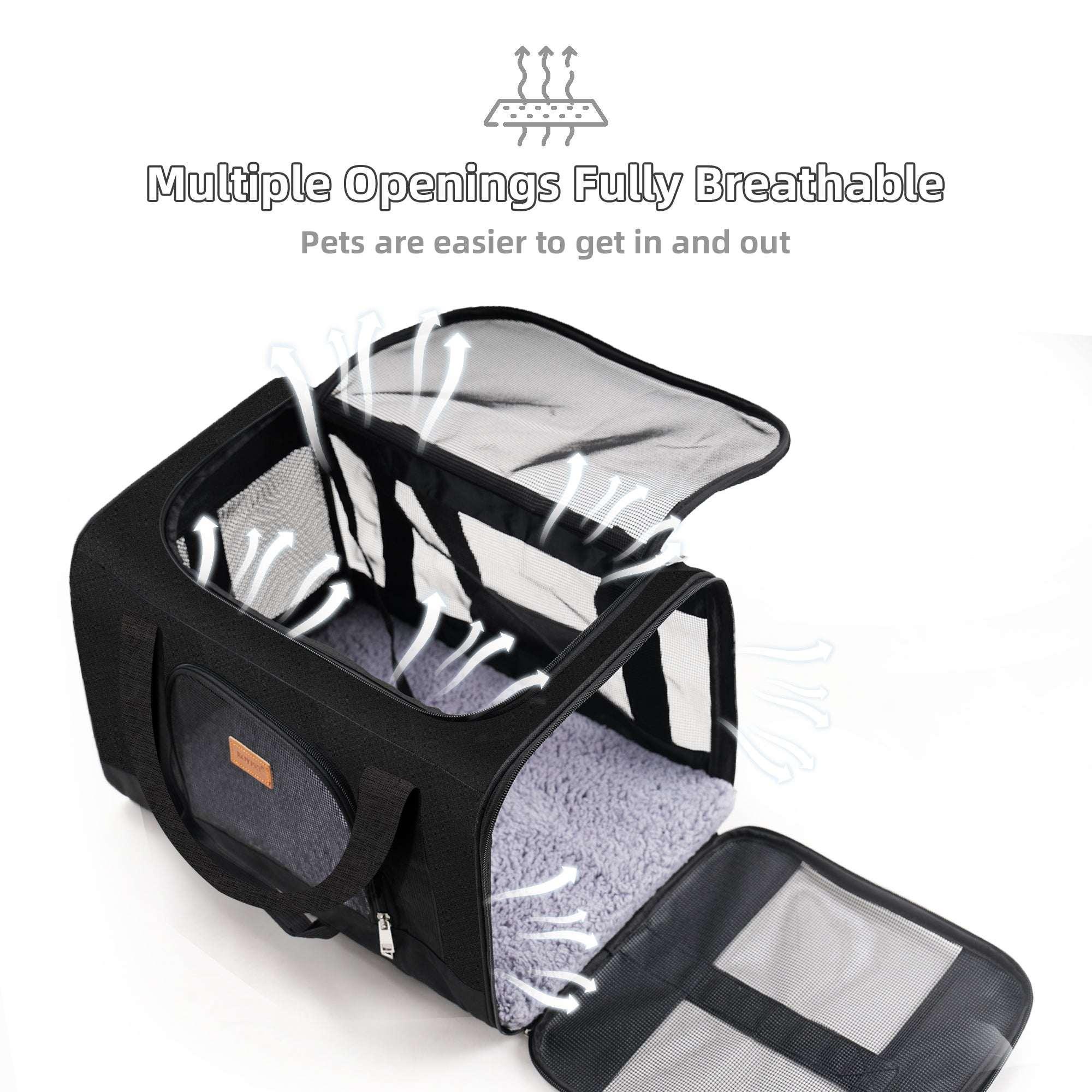 Roypet Small and Medium Pet Carrier, Airline Approved, Collapsible Travel, Black, 15 Lb Limit - Image 5