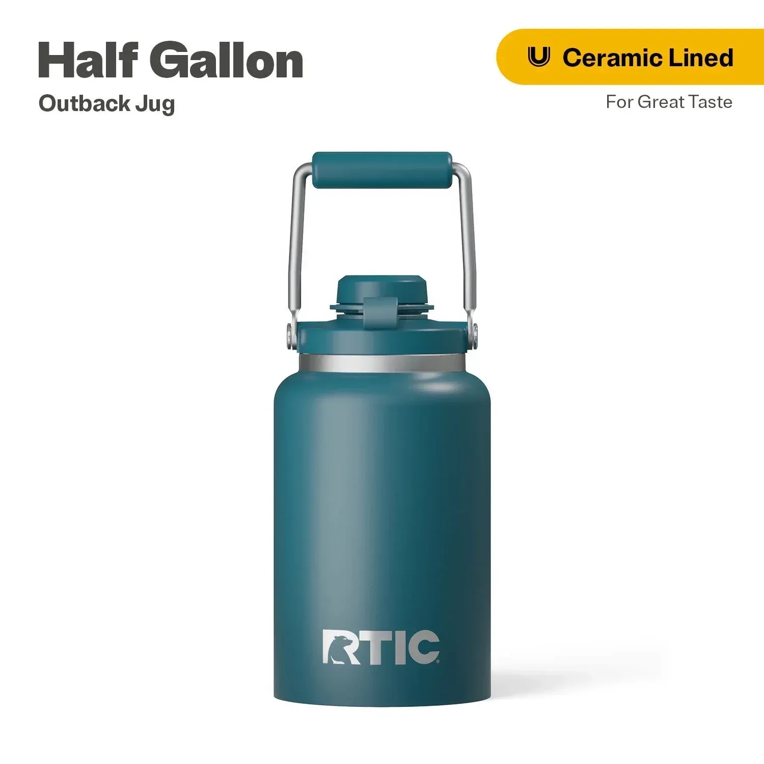 RTIC Half Gallon Ceramic Lined Insulated Outback Water Bottle Jug, Leak Proof, Black - Image 10