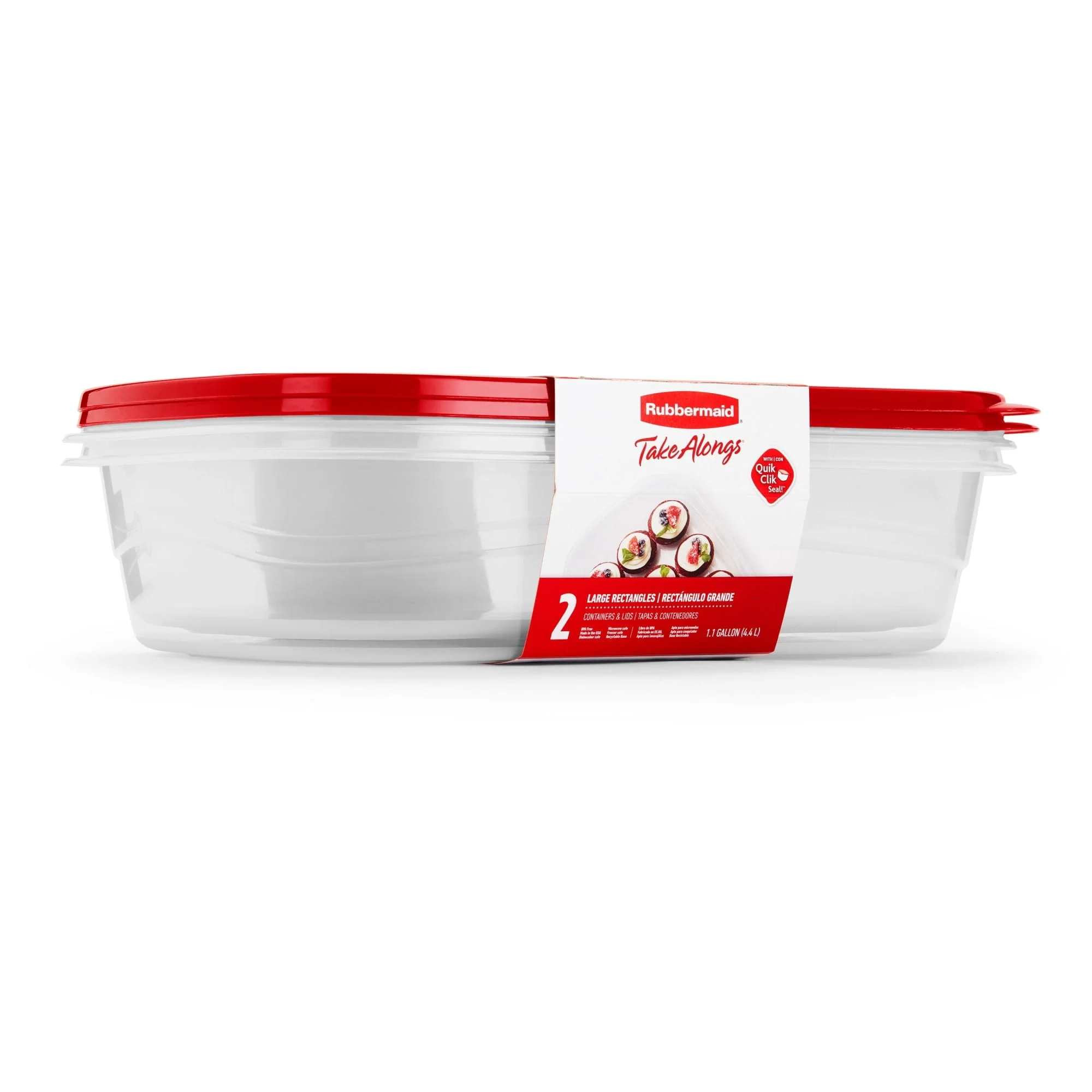 Rubbermaid TakeAlongs, 1 Gallon, 2 Packs, Red, Large Rectangular Plastic Food Storage Containers - Image 2