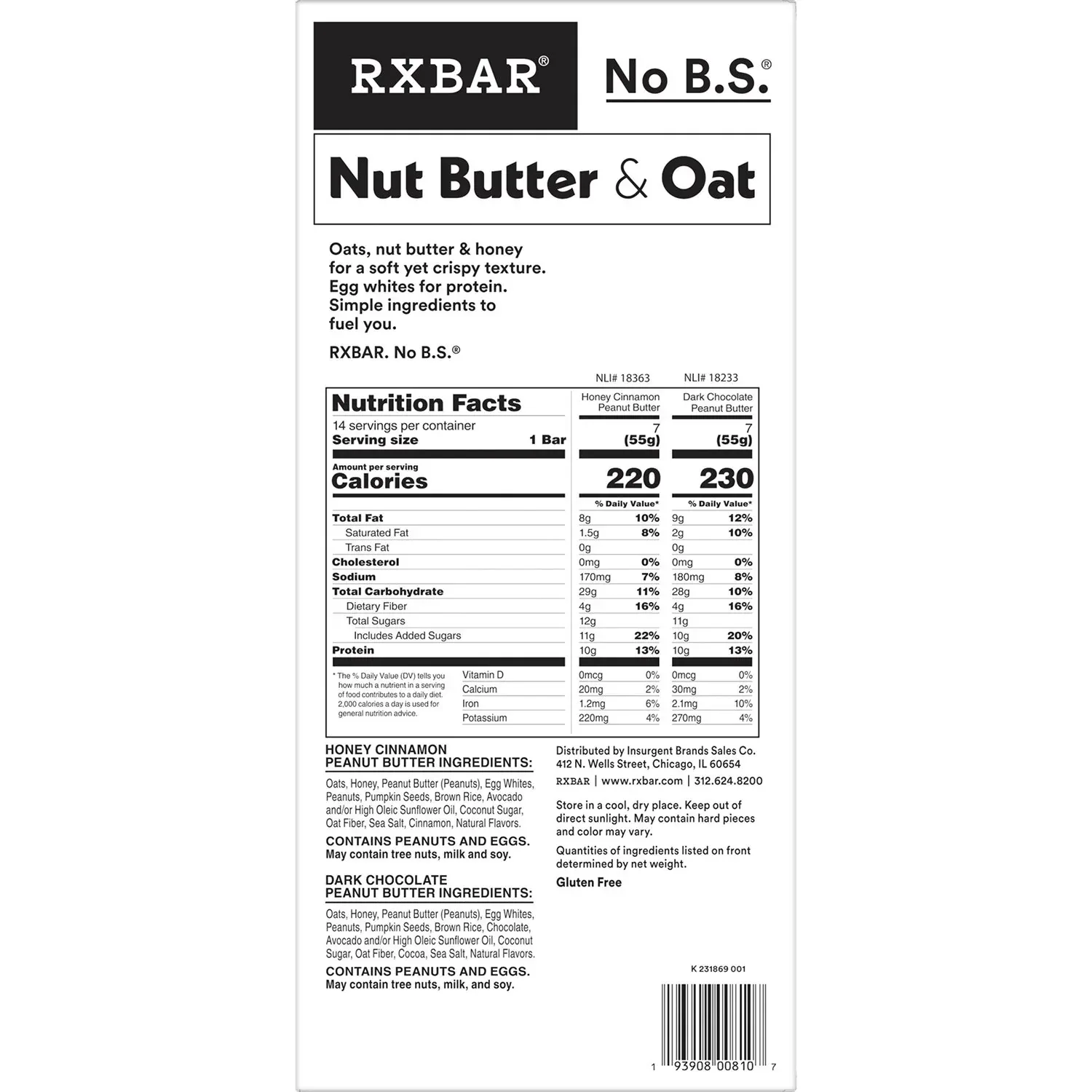 RXBAR Nut Butter & Oat Bar Variety Pack, 1.9 oz. 14 ct. - Image 5