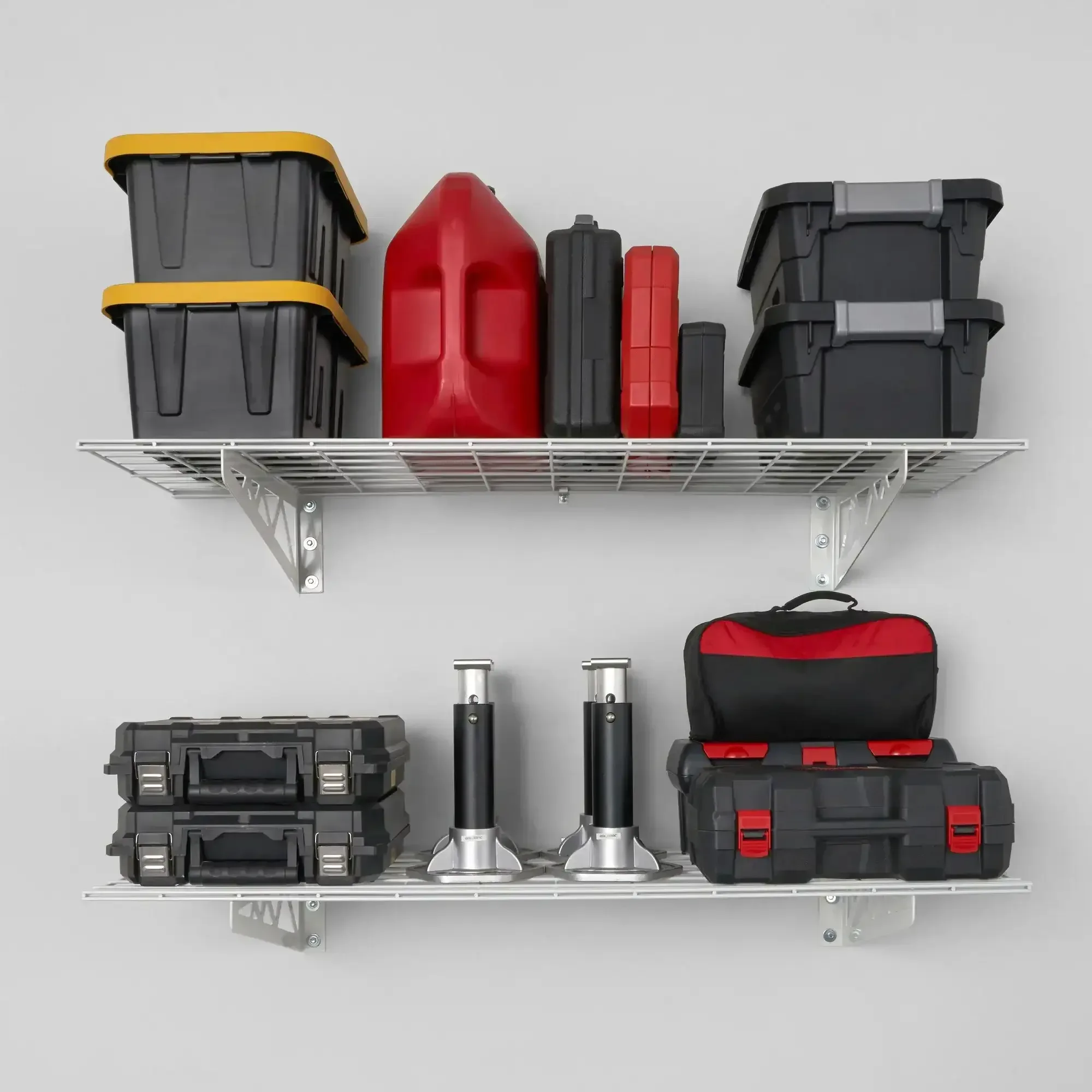 SafeRacks Wall Shelf Combo Kit, Two Shelves, Four Deck Hooks - Image 2