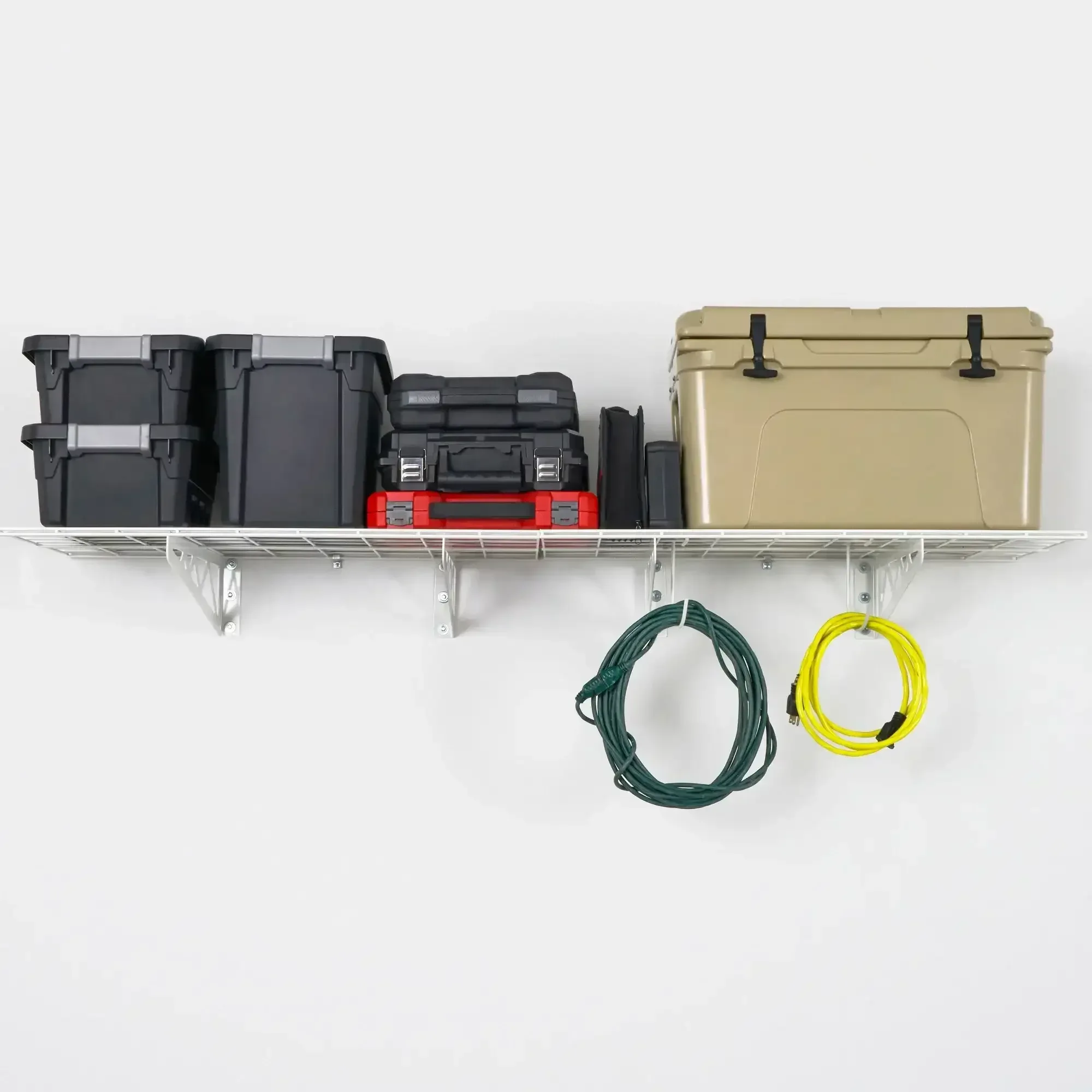 SafeRacks Wall Shelf Combo Kit, Two Shelves, Four Deck Hooks - Image 3