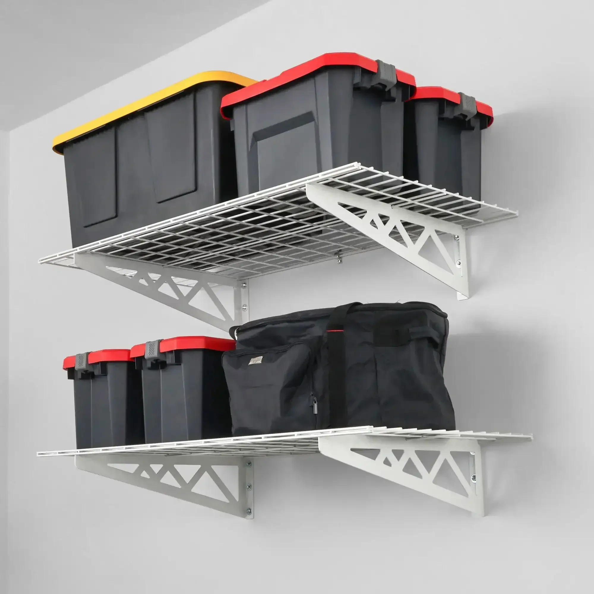 SafeRacks Wall Shelf Combo Kit, Two Shelves, Four Deck Hooks - Image 5