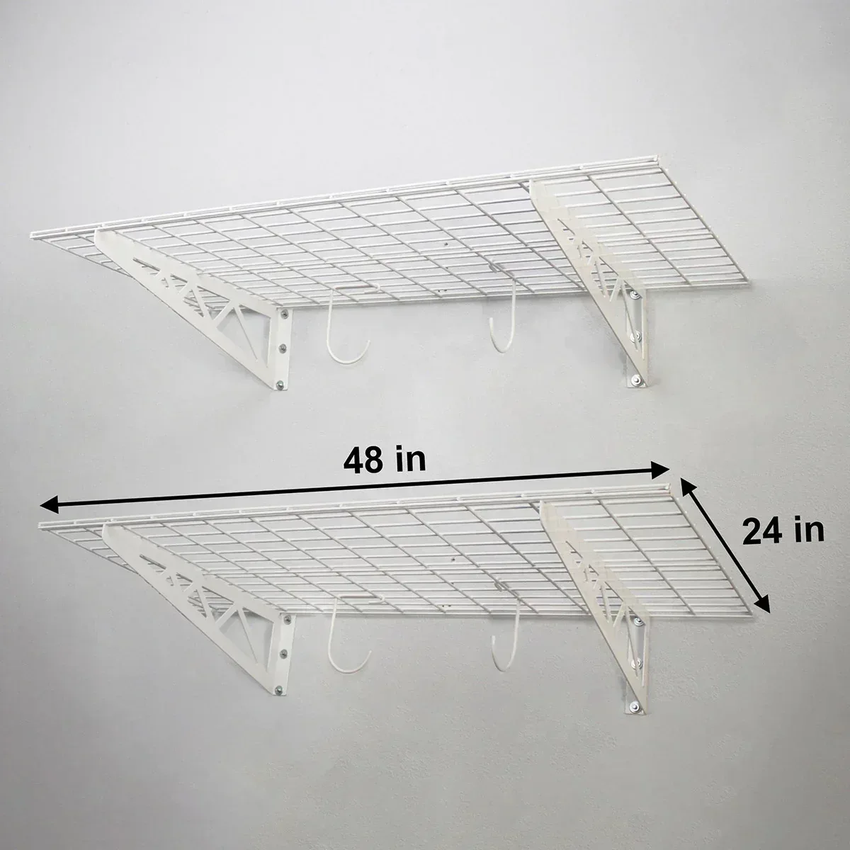 SafeRacks Wall Shelf Combo Kit, Two Shelves, Four Deck Hooks - Image 6
