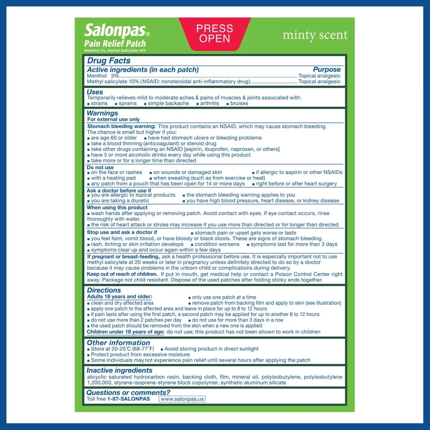 Salonpas Mild to Moderate Pain Relief Patch, Small, 20 Count - Image 5
