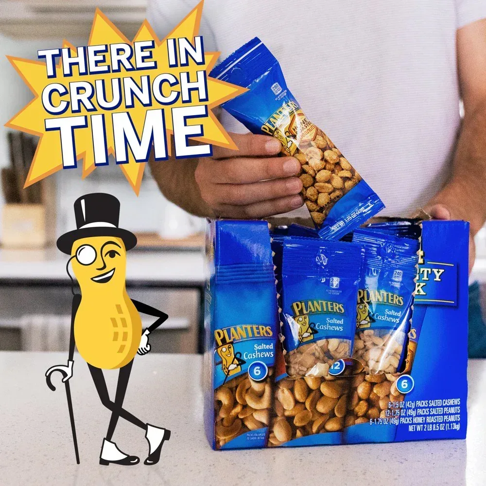 Salted Cashews, Salted Peanuts & Honey Roasted Peanuts Variety Pack, 24 Ct Packs - Image 8