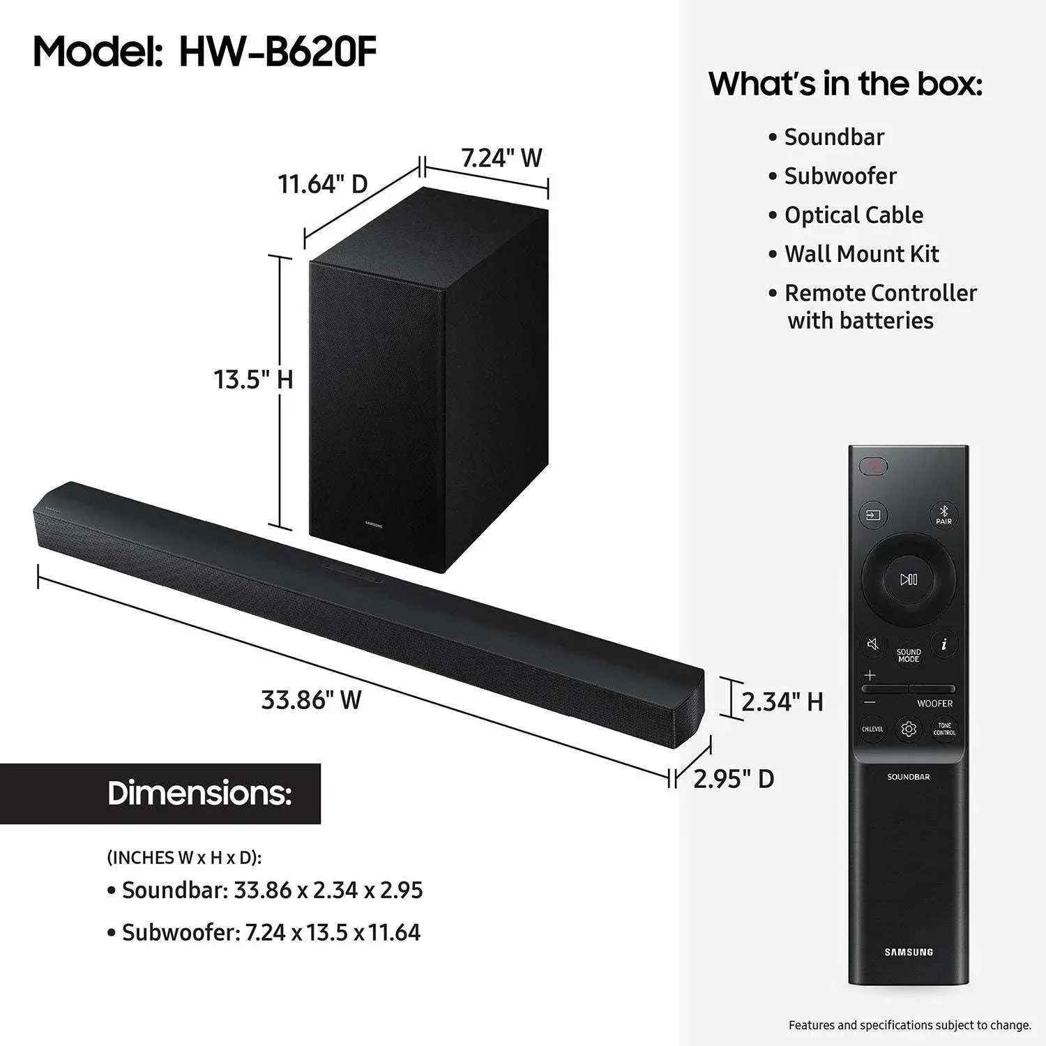 SAMSUNG 3.1 Channel Soundbar w/Dolby Digital 5.1 - Image 3