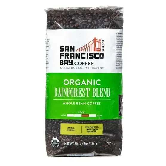 San Francisco Bay Organic Rainforest Blend Whole Bean Coffee 3 lbs, 2-pack - Image 3
