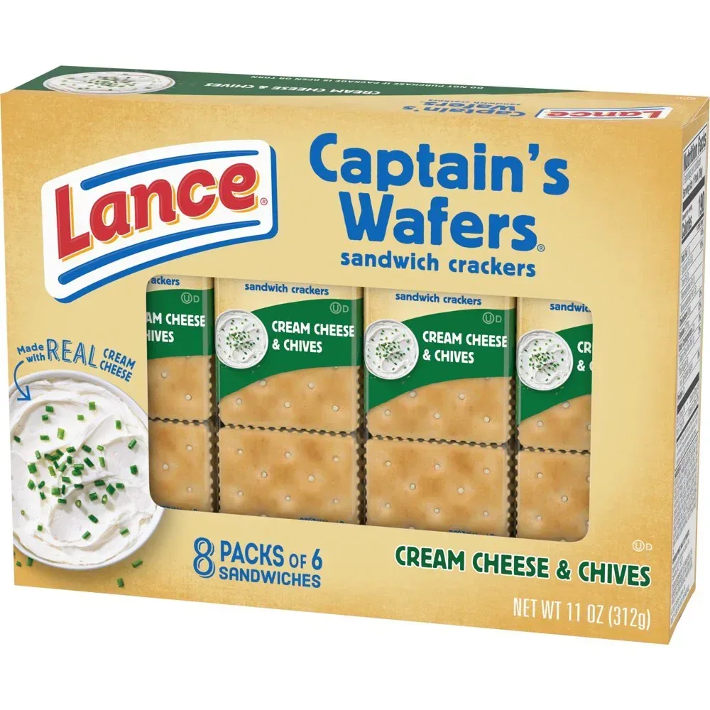 Sandwich Crackers, Captain'S Wafers Cream Cheese and Chives, 8 Packs, 6 Sandwiches Each - Image 10