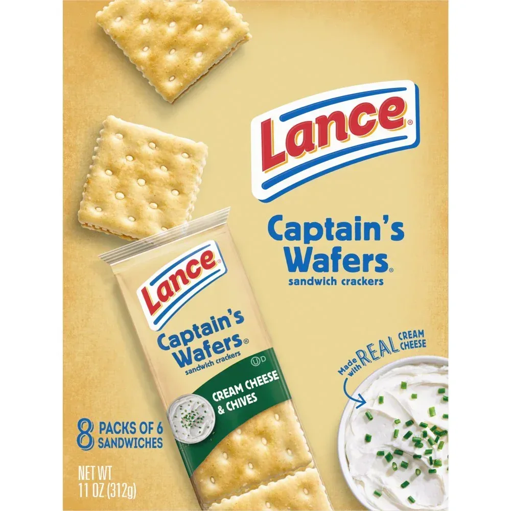 Sandwich Crackers, Captain'S Wafers Cream Cheese and Chives, 8 Packs, 6 Sandwiches Each - Image 6